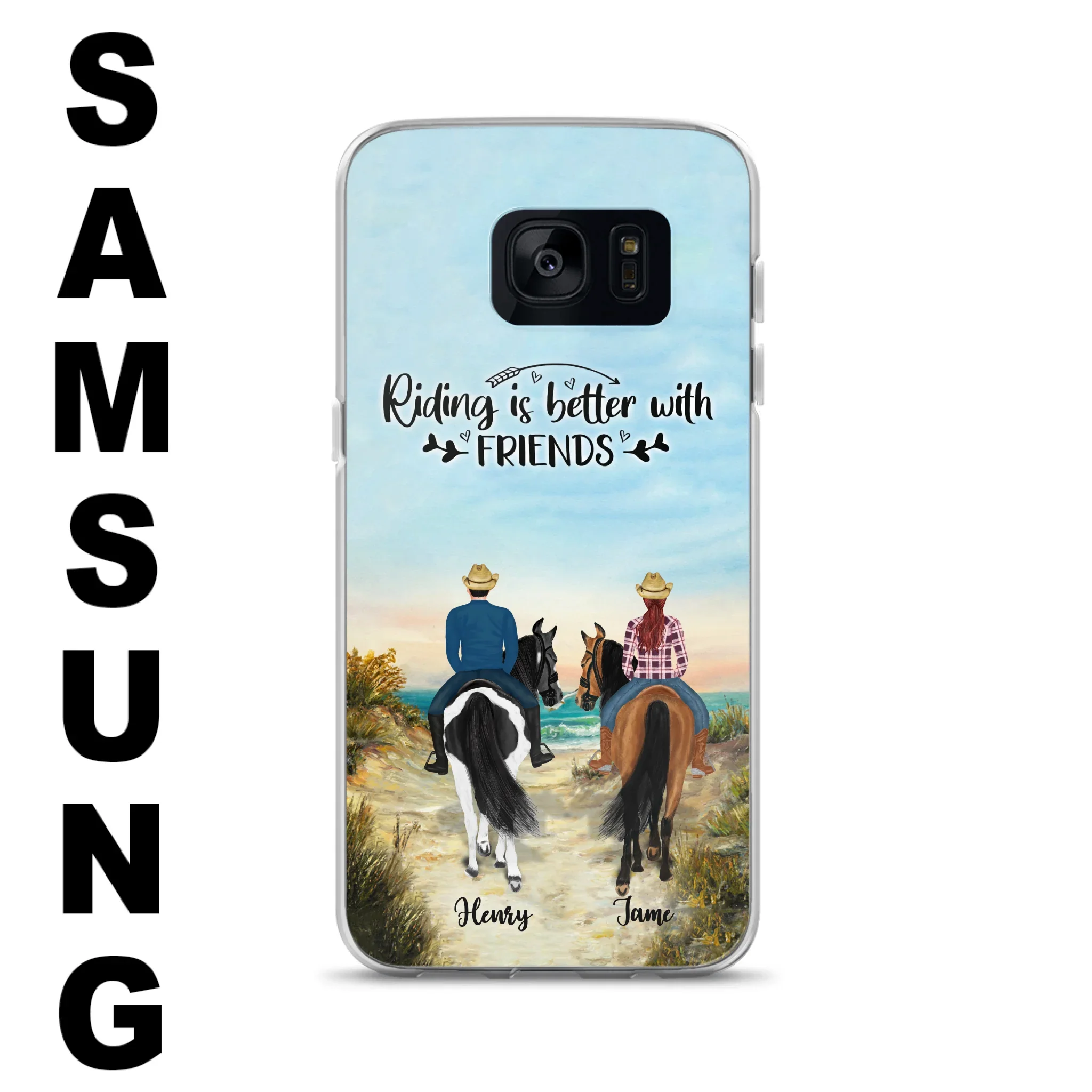Custom Personalized Friend Riding Horse Phone Case - Best Gift For Horse Love -Riding Is Better With Friends - Case For iPhone And Samsung