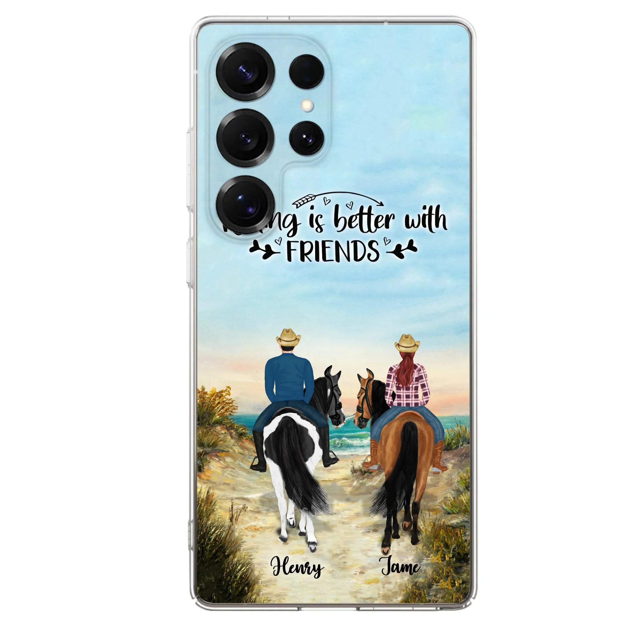 Custom Personalized Friend Riding Horse Phone Case - Best Gift For Horse Love -Riding Is Better With Friends - Case For iPhone And Samsung