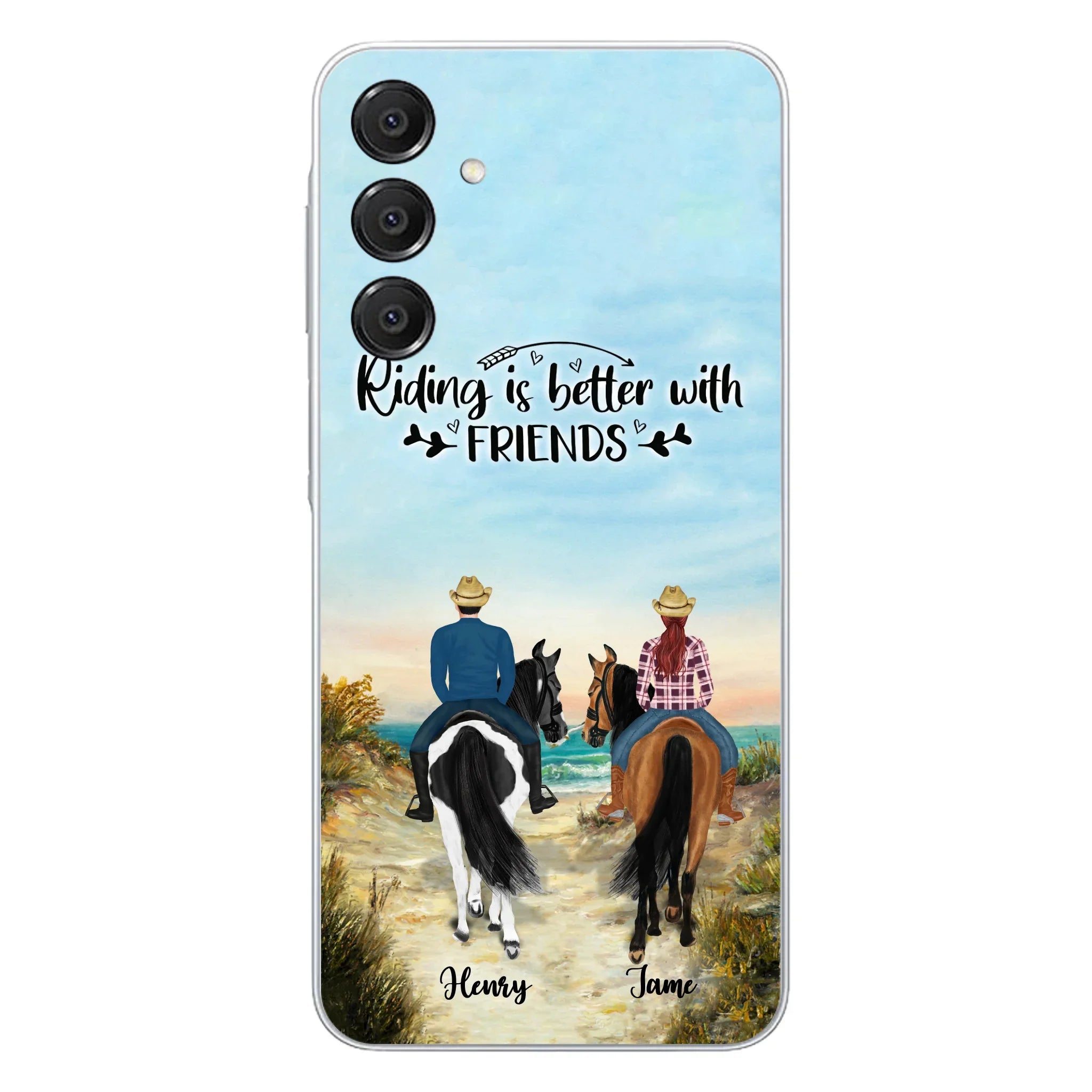 Custom Personalized Friend Riding Horse Phone Case - Best Gift For Horse Love -Riding Is Better With Friends - Case For iPhone And Samsung