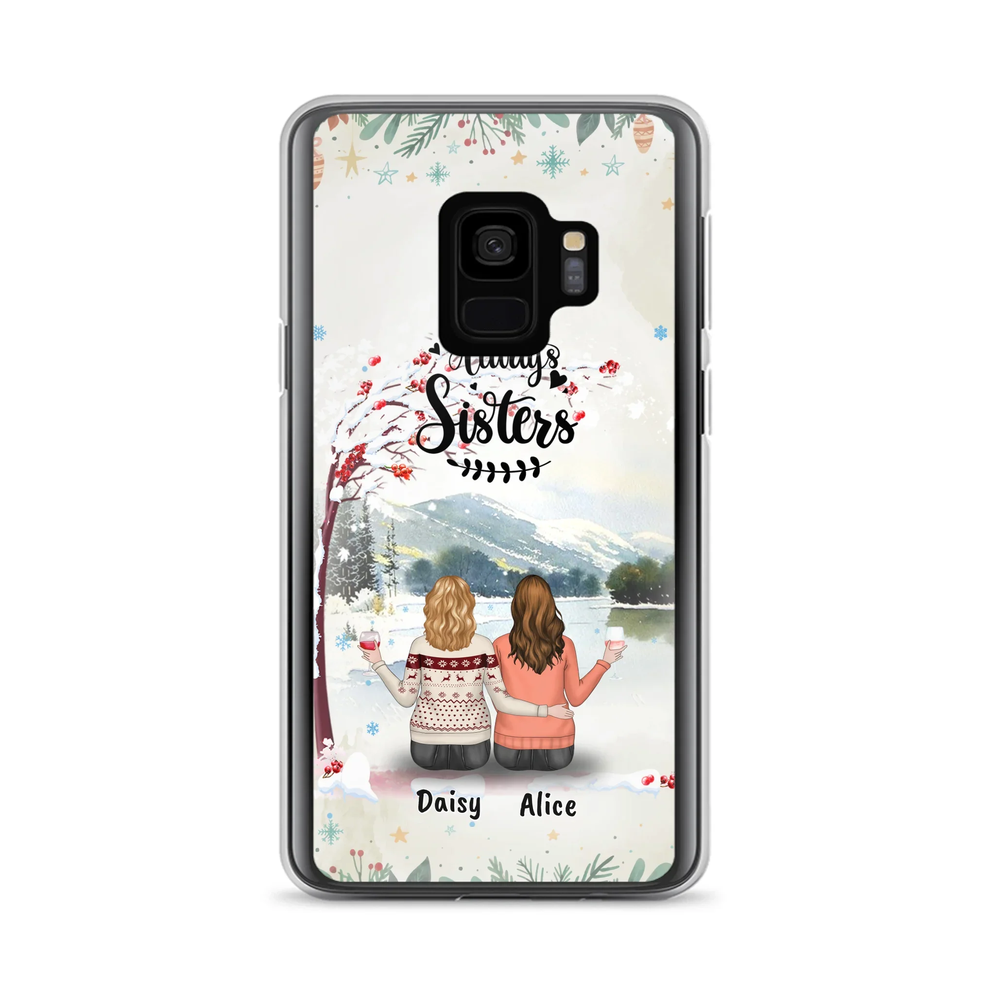 Custom Personalized Sisters Phone Case - Christmas/Autumn/Winter Sisters - Upto 3 Girls - Best Gift For Friends - Phone Case For iPhone And Samsung