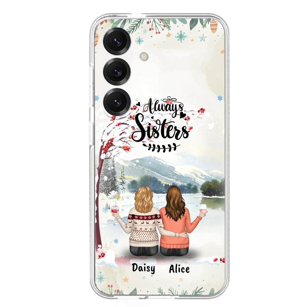 Custom Personalized Sisters Phone Case - Christmas/Autumn/Winter Sisters - Upto 3 Girls - Best Gift For Friends - Phone Case For iPhone And Samsung