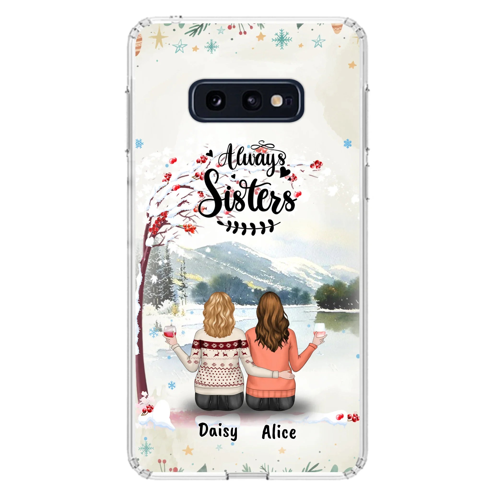 Custom Personalized Sisters Phone Case - Christmas/Autumn/Winter Sisters - Upto 3 Girls - Best Gift For Friends - Phone Case For iPhone And Samsung