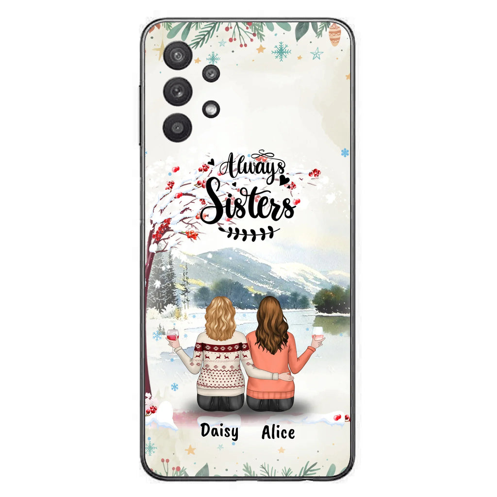 Custom Personalized Sisters Phone Case - Christmas/Autumn/Winter Sisters - Upto 3 Girls - Best Gift For Friends - Phone Case For iPhone And Samsung