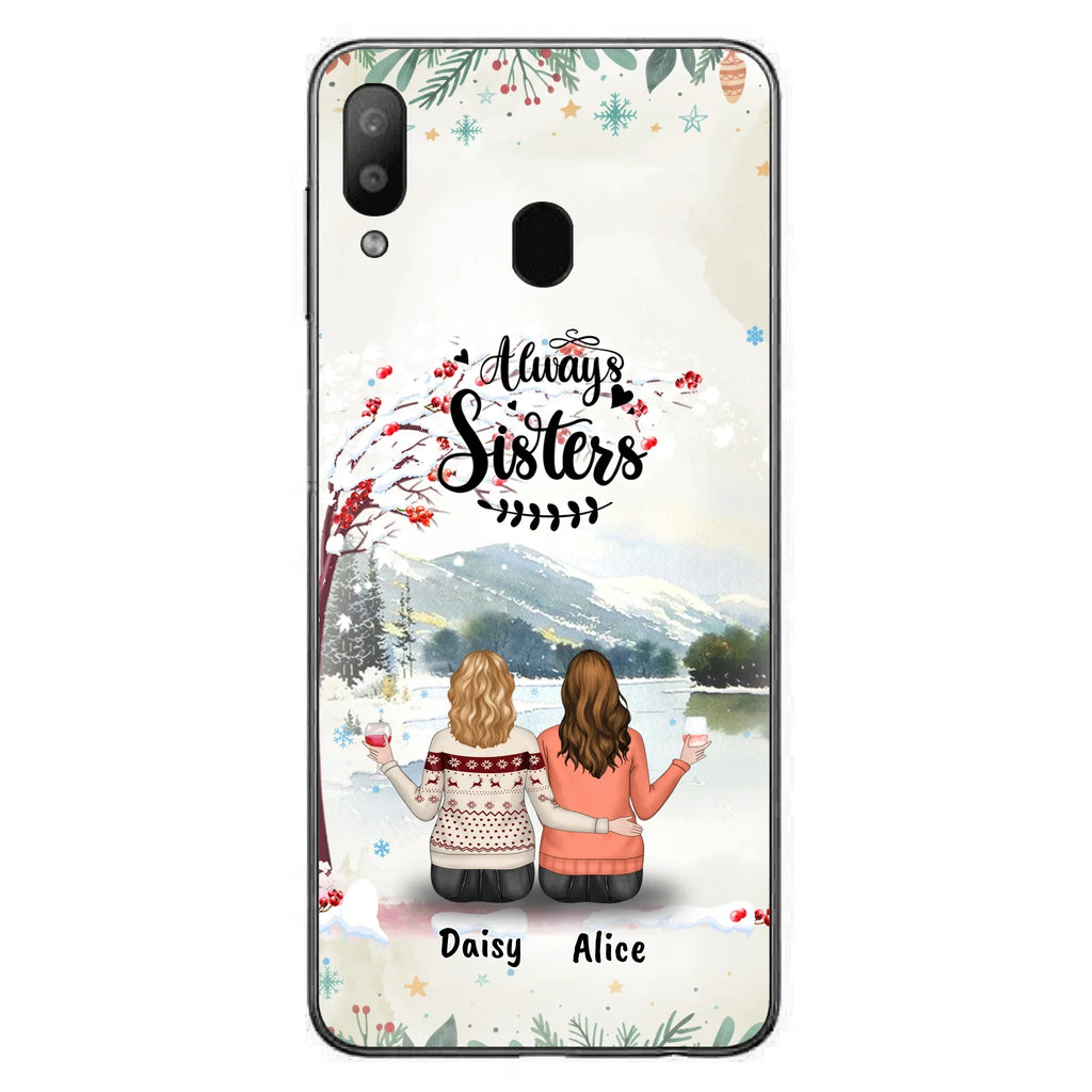Custom Personalized Sisters Phone Case - Christmas/Autumn/Winter Sisters - Upto 3 Girls - Best Gift For Friends - Phone Case For iPhone And Samsung
