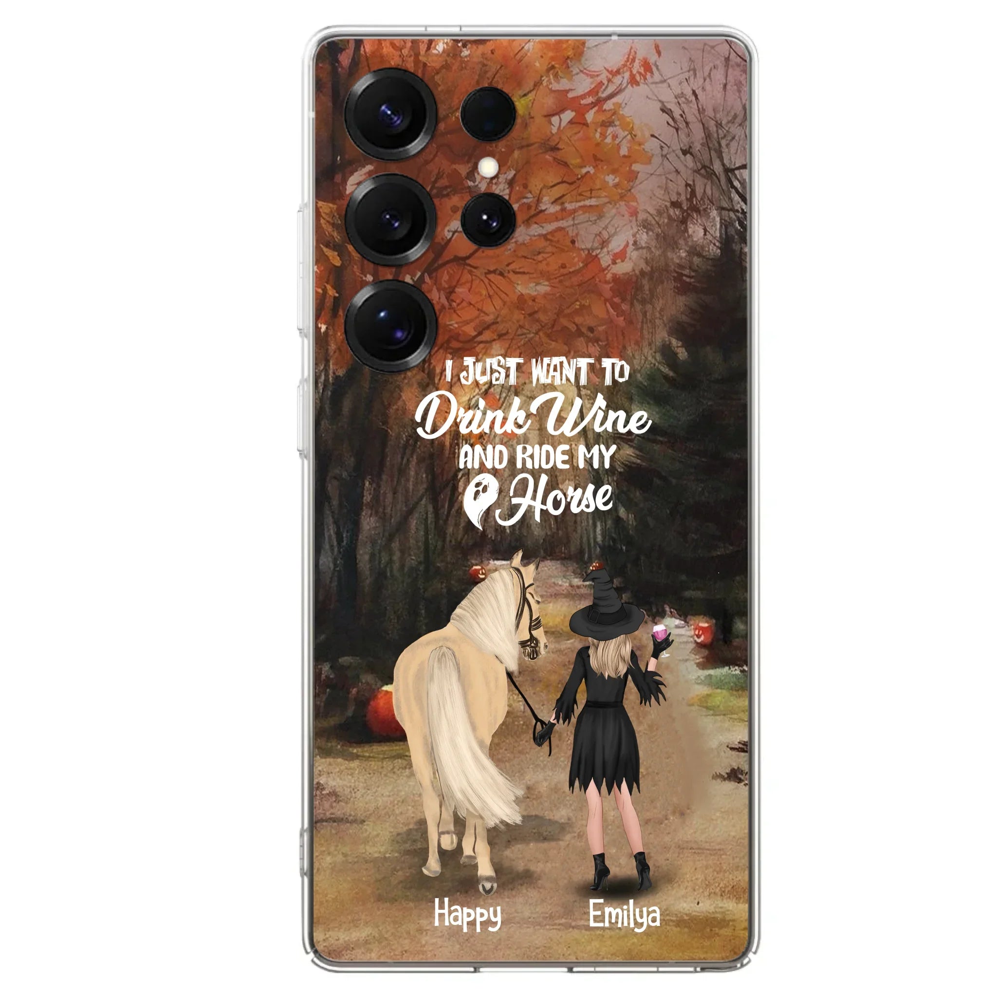 Custom Personalized Horse Witch Phone Case - Halloween Gift For Horse Lover - Drink Wine And Rise My Horse - Case For iPhone And Samsung - EQRIYV