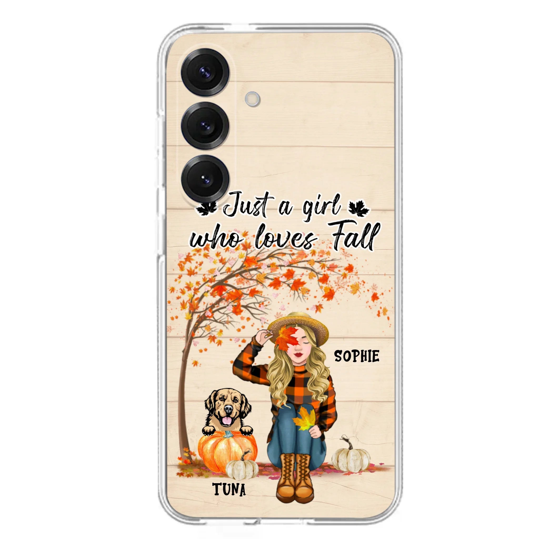 Custom Personalized Fall Dog Mom Phone Case- Upto 4 Pets - Best Gift For Dog Lovers - Just A Girl Who Loves Fall - Case For Iphone Samsung - MTJKZW