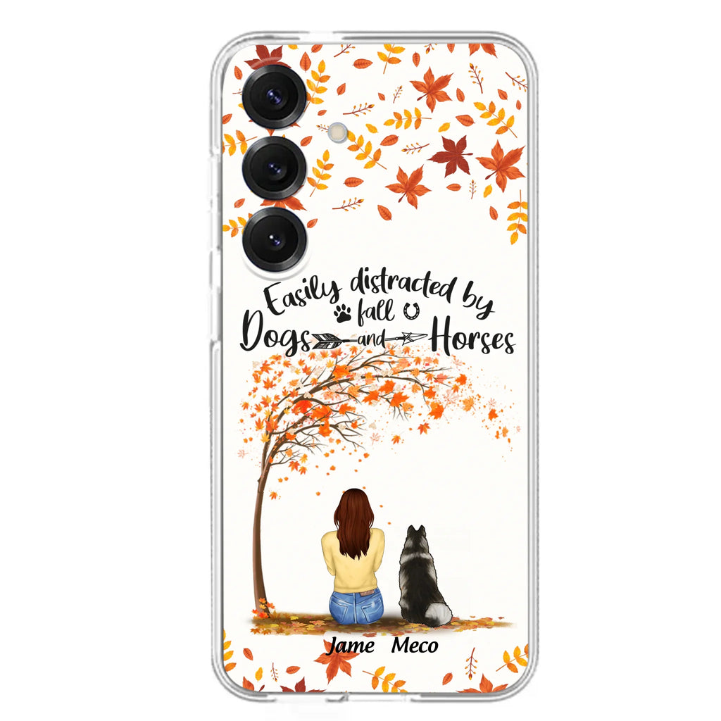 Custom Personalized Horse Dog Mom In Autumn Phone Case - Upto 3 Horses/ Dogs  - Case For iPhone And Samsung