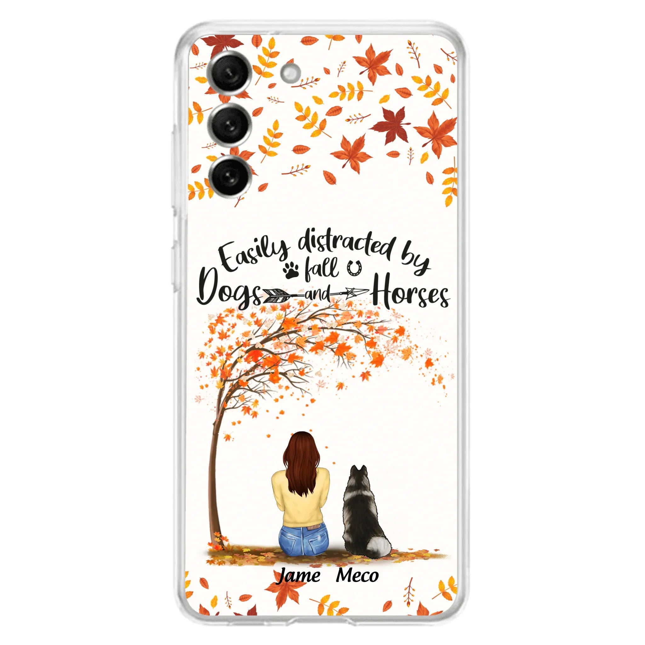 Custom Personalized Horse Dog Mom In Autumn Phone Case - Upto 3 Horses/ Dogs  - Case For iPhone And Samsung