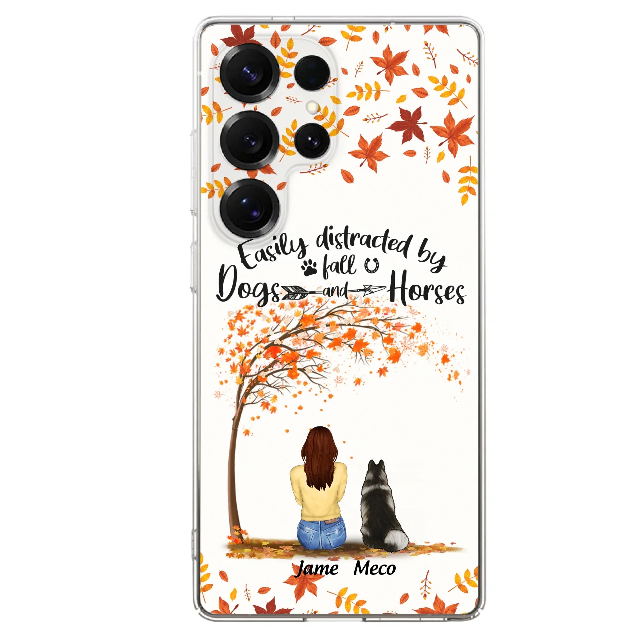 Custom Personalized Horse Dog Mom In Autumn Phone Case - Upto 3 Horses/ Dogs  - Case For iPhone And Samsung