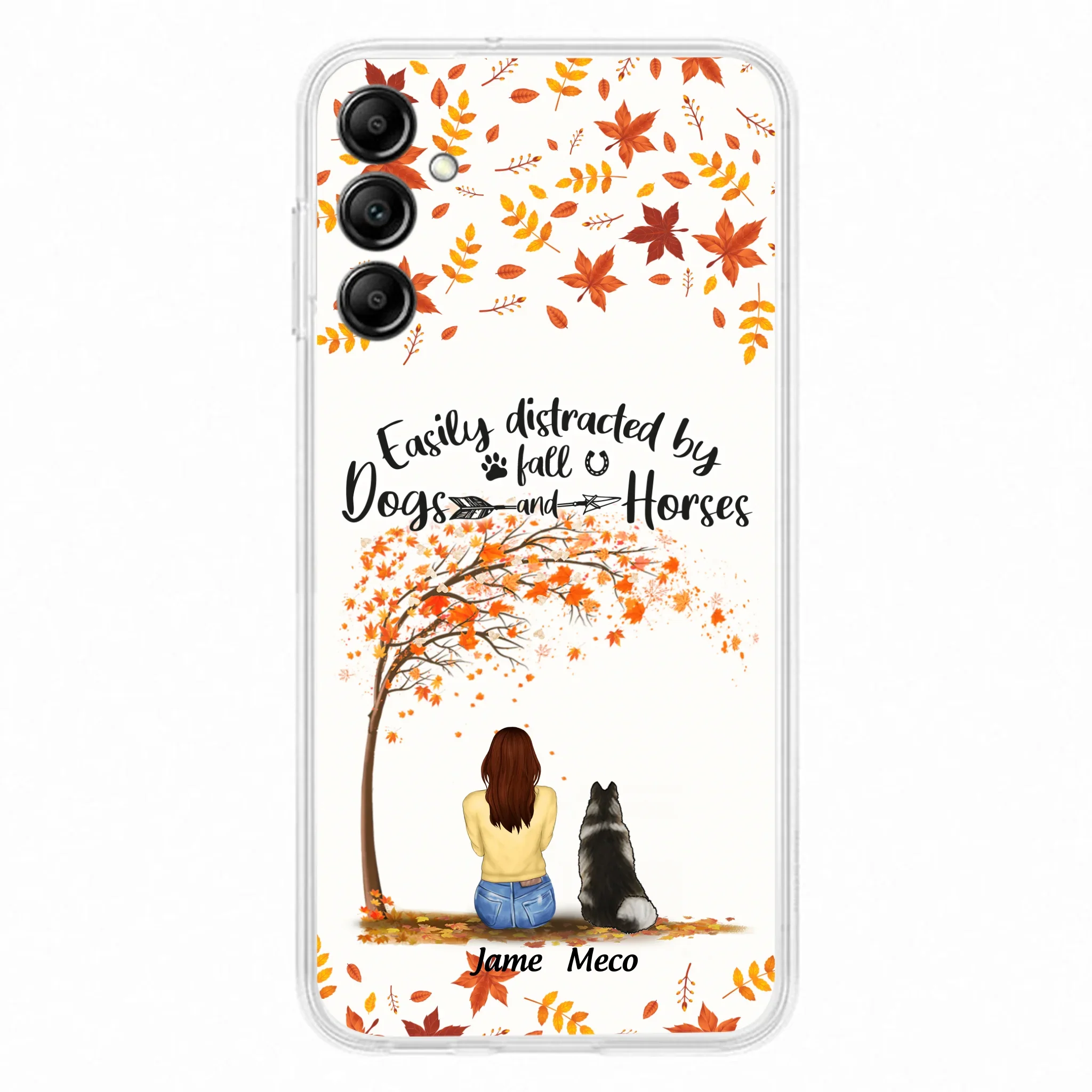 Custom Personalized Horse Dog Mom In Autumn Phone Case - Upto 3 Horses/ Dogs  - Case For iPhone And Samsung