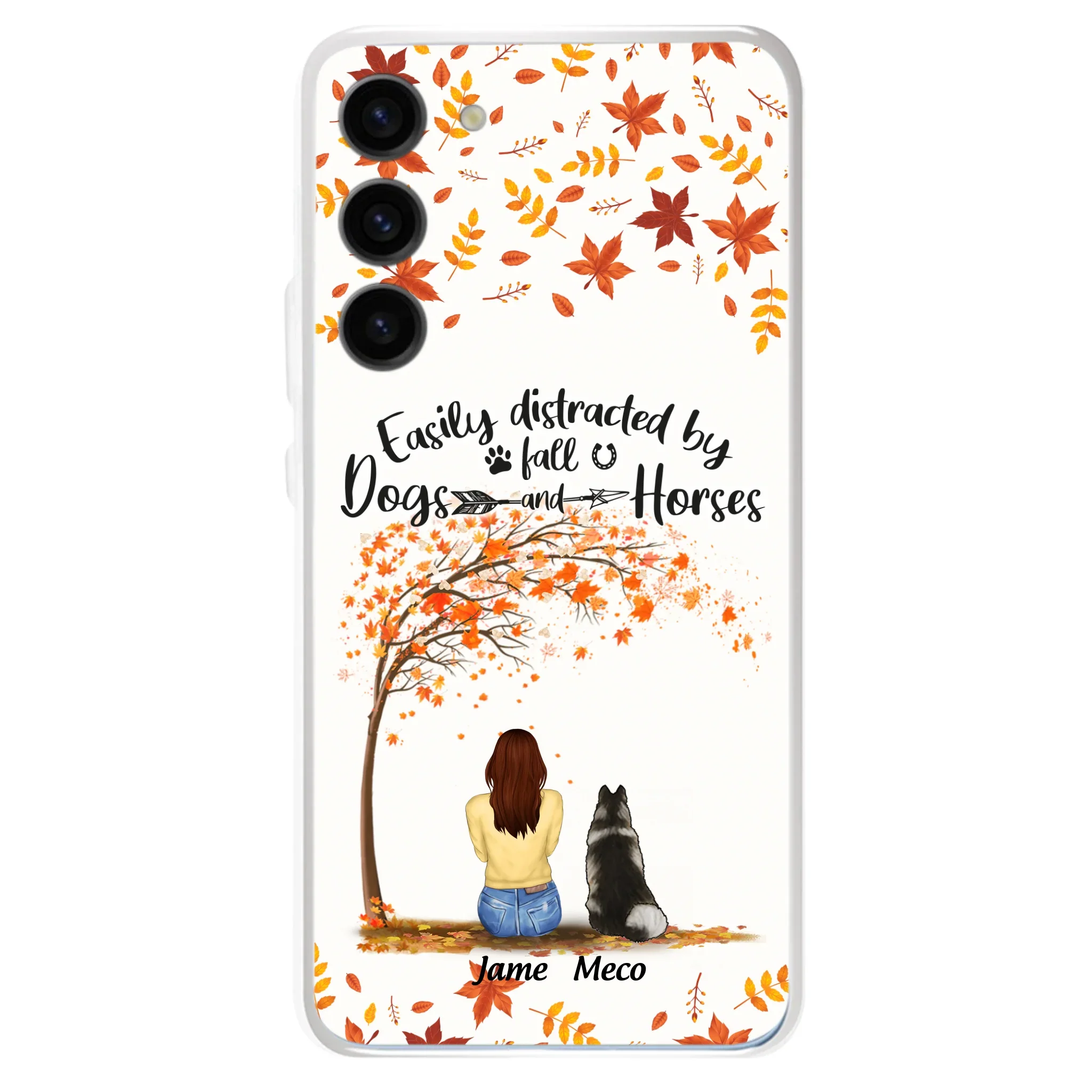 Custom Personalized Horse Dog Mom In Autumn Phone Case - Upto 3 Horses/ Dogs  - Case For iPhone And Samsung
