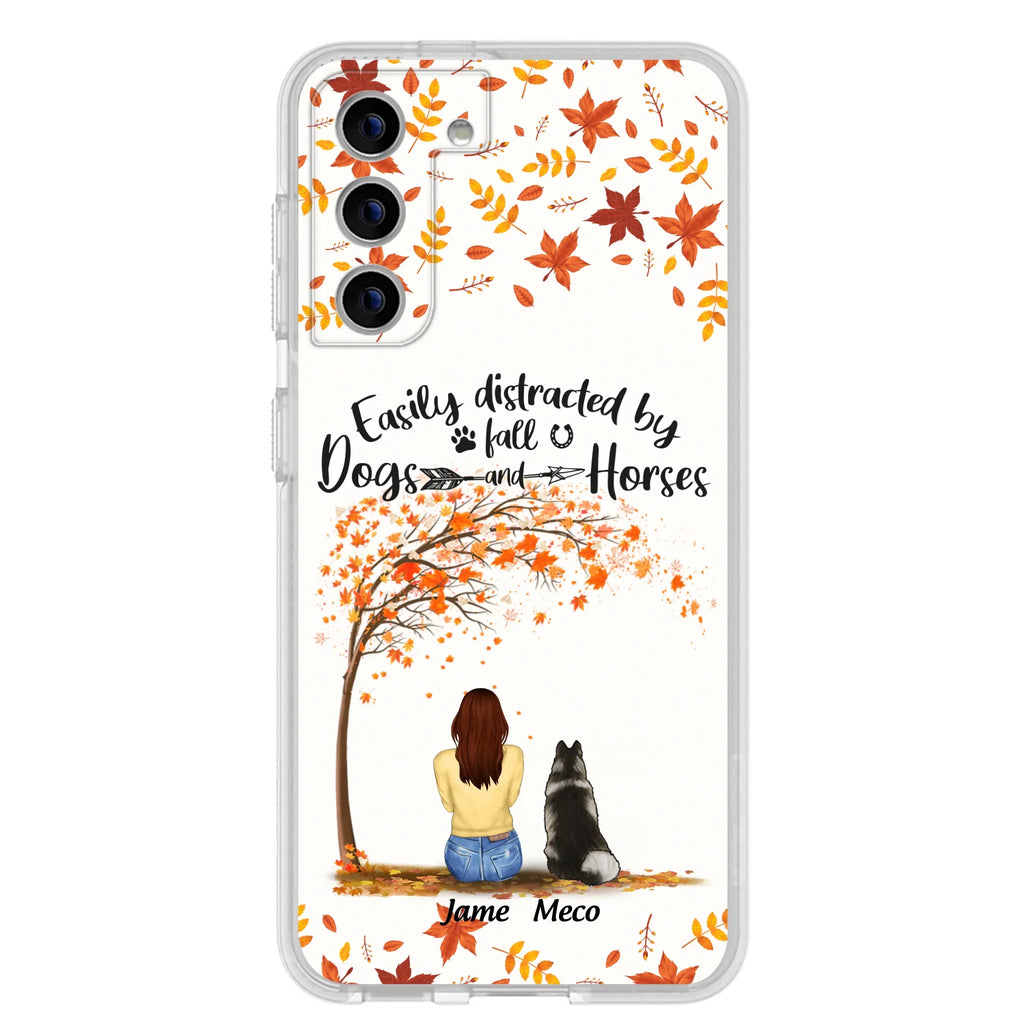 Custom Personalized Horse Dog Mom In Autumn Phone Case - Upto 3 Horses/ Dogs  - Case For iPhone And Samsung