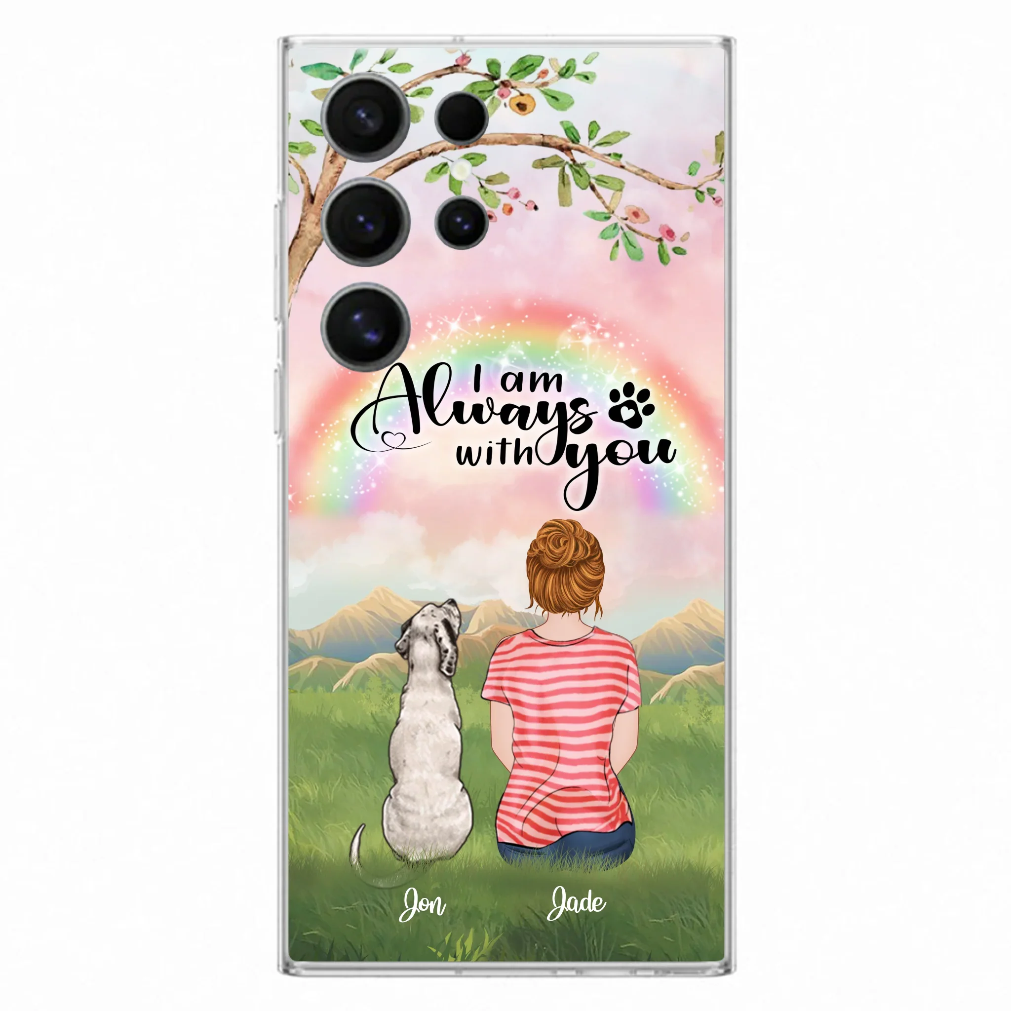 Custom Personalized Dog Mom/Dad Phone Case - Upto 4 Dogs - Best Gift For Dog Lover - I Am Always With You - Case For Iphone Samsung - 5BWJPA
