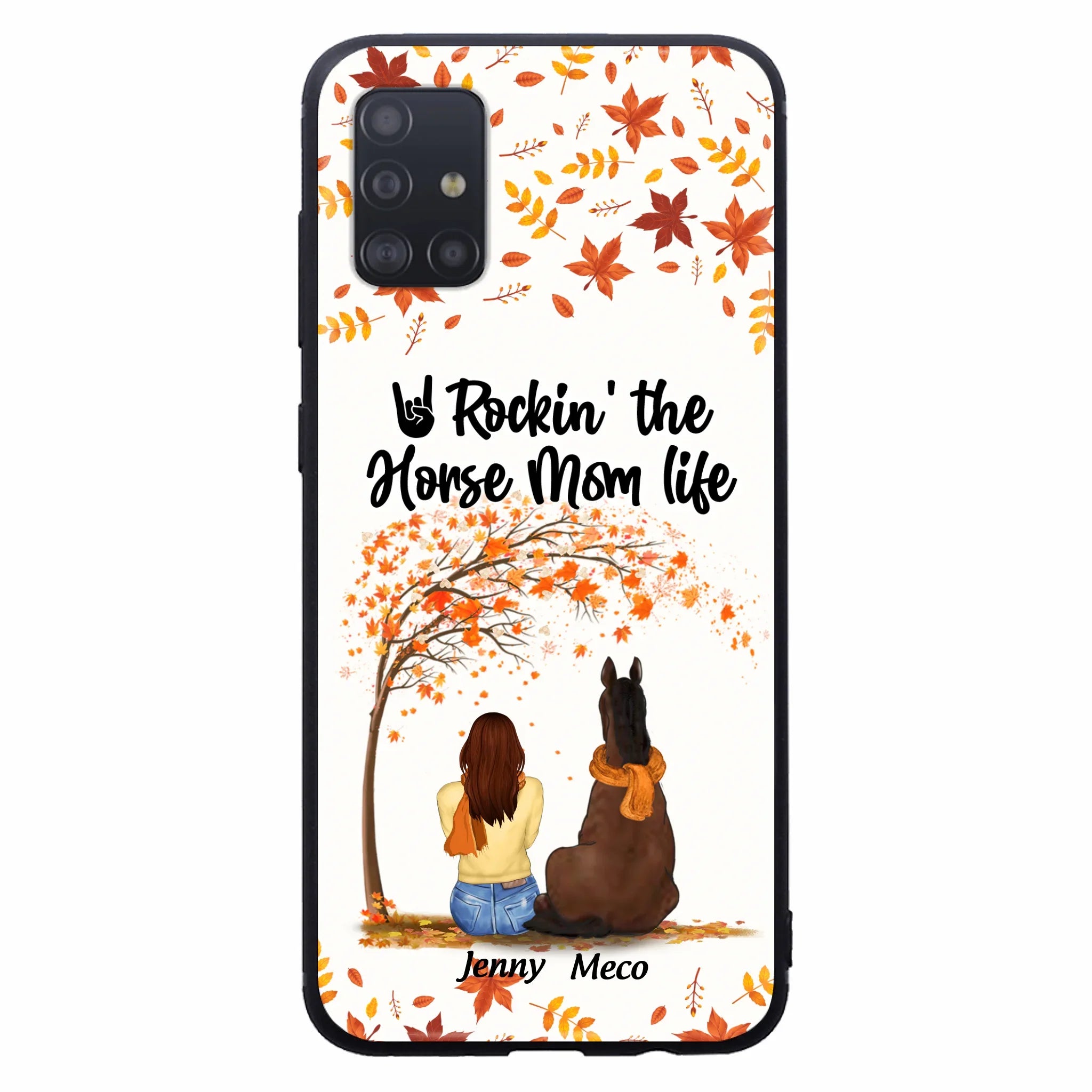 Custom Personalized Horse Mom In Autumn Phone Case - Girl With Upto 3 Horses - Case For iPhone And Samsung