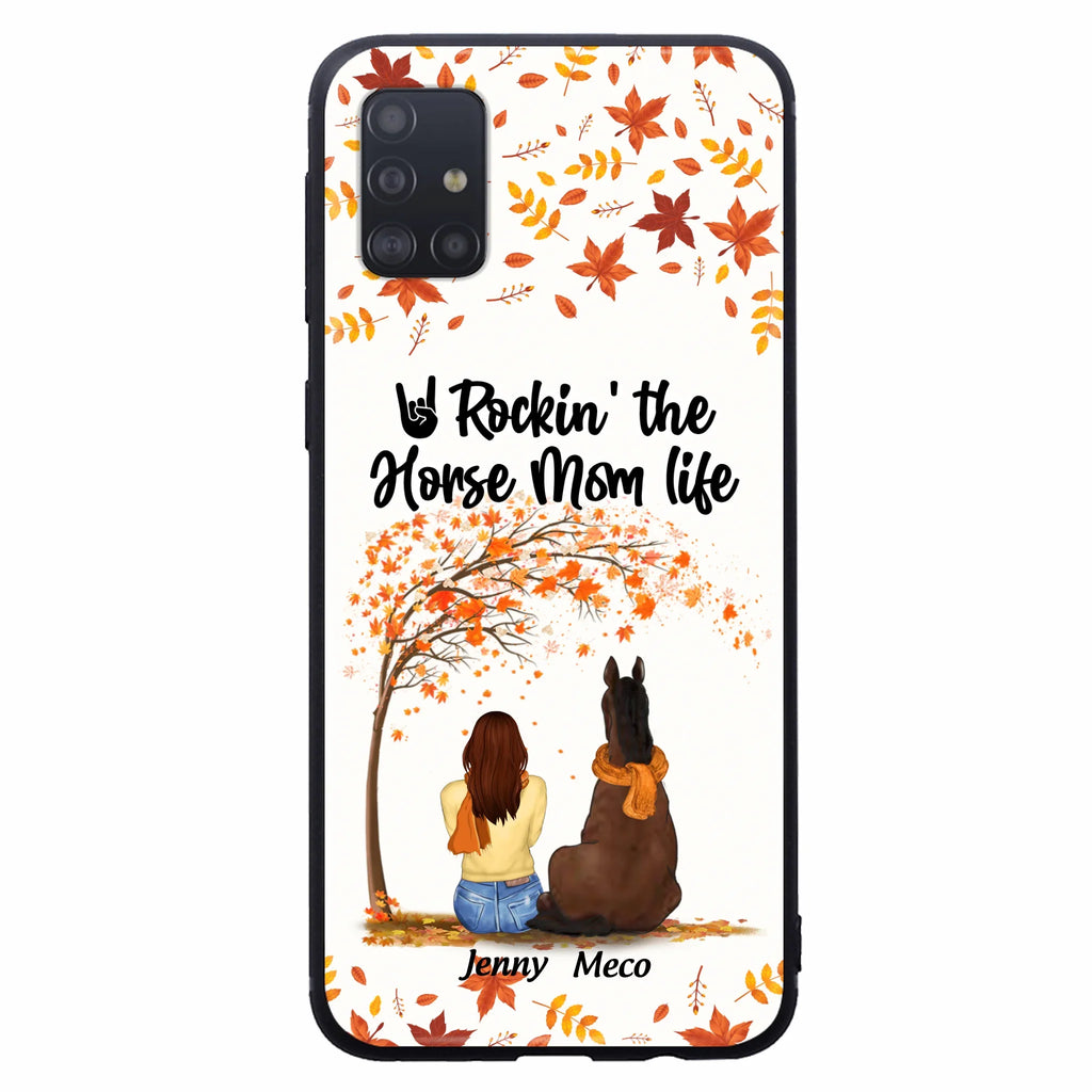 Custom Personalized Horse Mom In Autumn Phone Case - Girl With Upto 3 Horses - Case For iPhone And Samsung