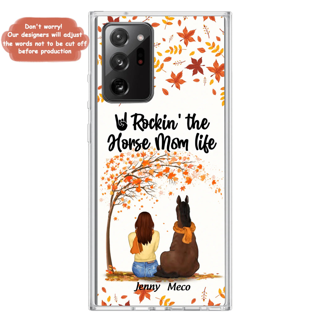 Custom Personalized Horse Mom In Autumn Phone Case - Girl With Upto 3 Horses - Case For iPhone And Samsung