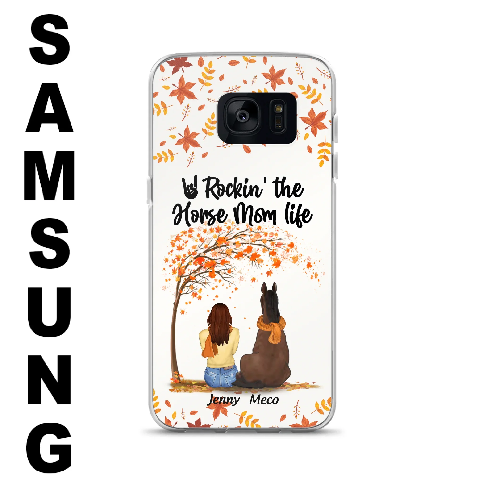 Custom Personalized Horse Mom In Autumn Phone Case - Girl With Upto 3 Horses - Case For iPhone And Samsung