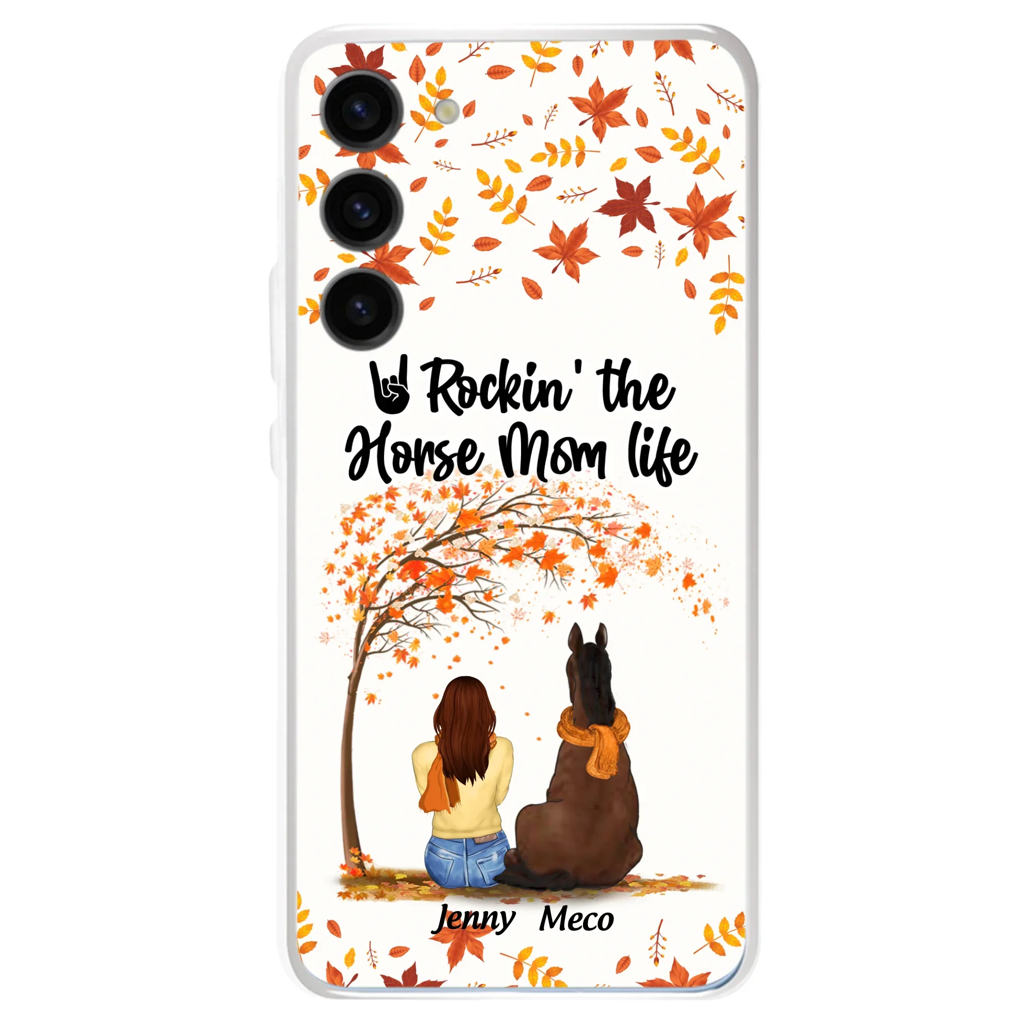 Custom Personalized Horse Mom In Autumn Phone Case - Girl With Upto 3 Horses - Case For iPhone And Samsung