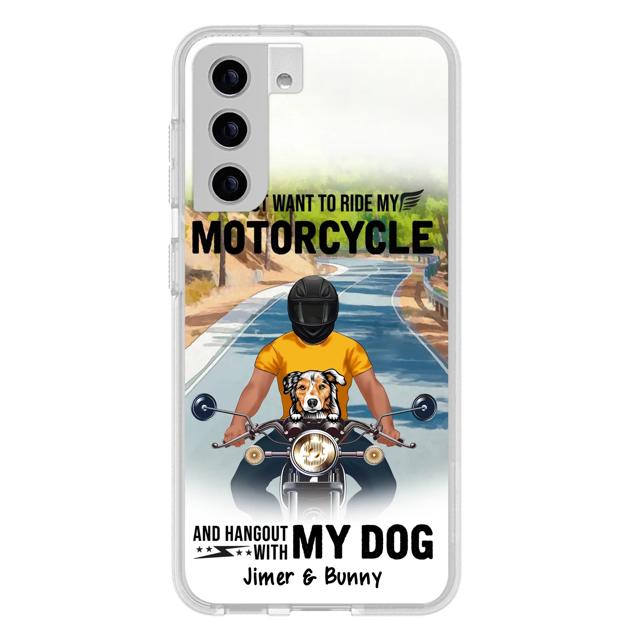Custom Personalized Dog With Biker Phone Case - Upto 3 Dogs - Gifts For Dog Lover - Hangout With My Dog - Phone Case For iPhone And Samsung