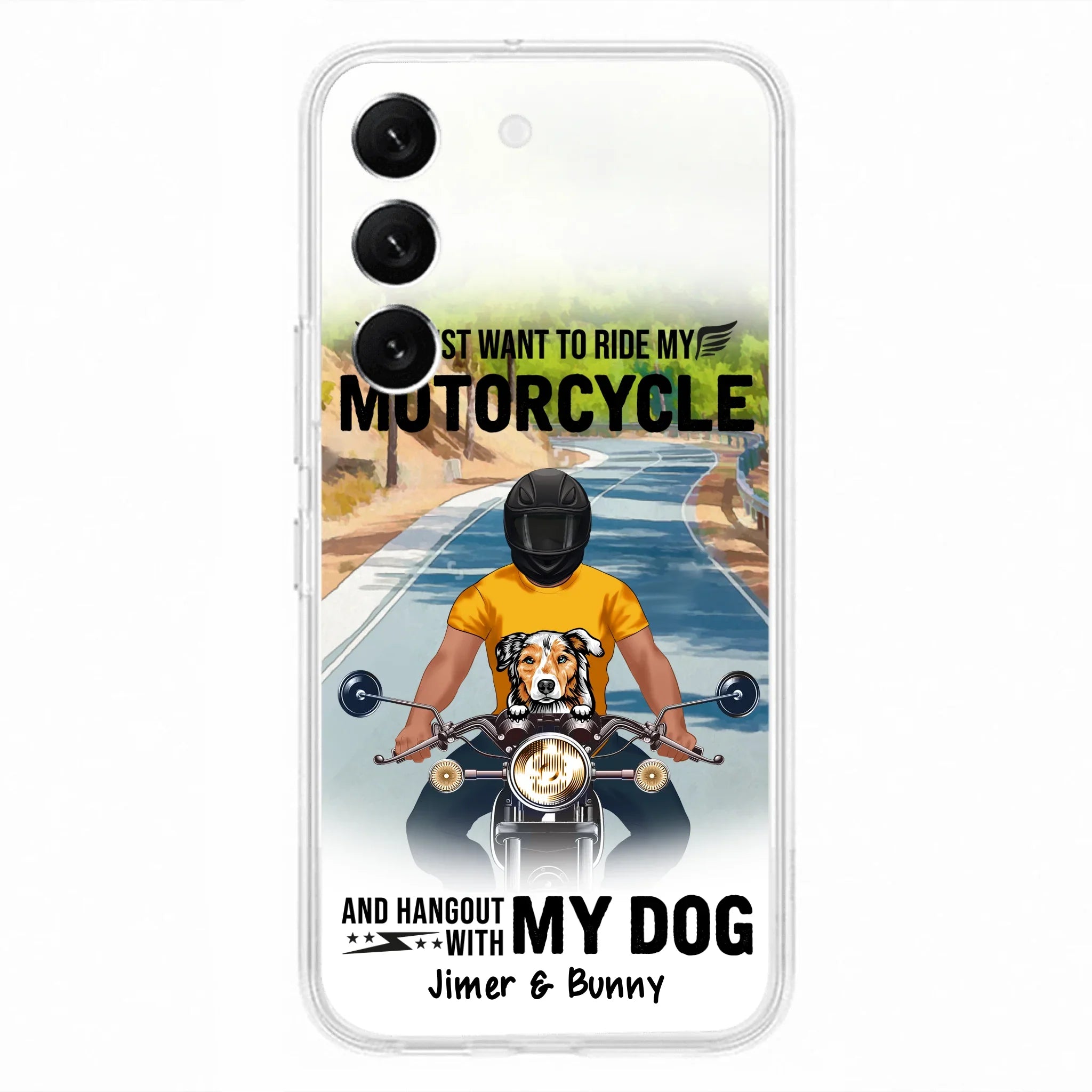 Custom Personalized Dog With Biker Phone Case - Upto 3 Dogs - Gifts For Dog Lover - Hangout With My Dog - Phone Case For iPhone And Samsung