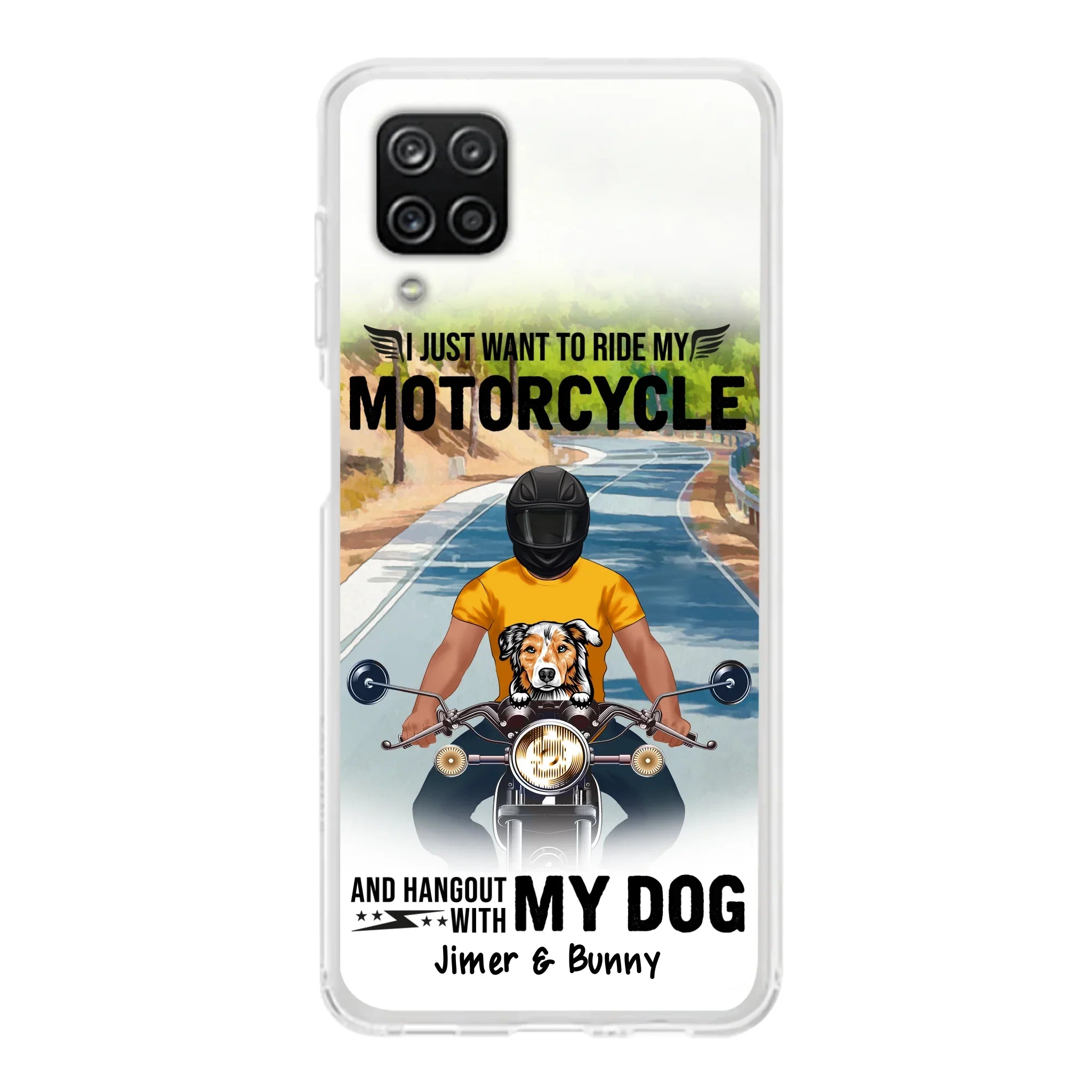 Custom Personalized Dog With Biker Phone Case - Upto 3 Dogs - Gifts For Dog Lover - Hangout With My Dog - Phone Case For iPhone And Samsung