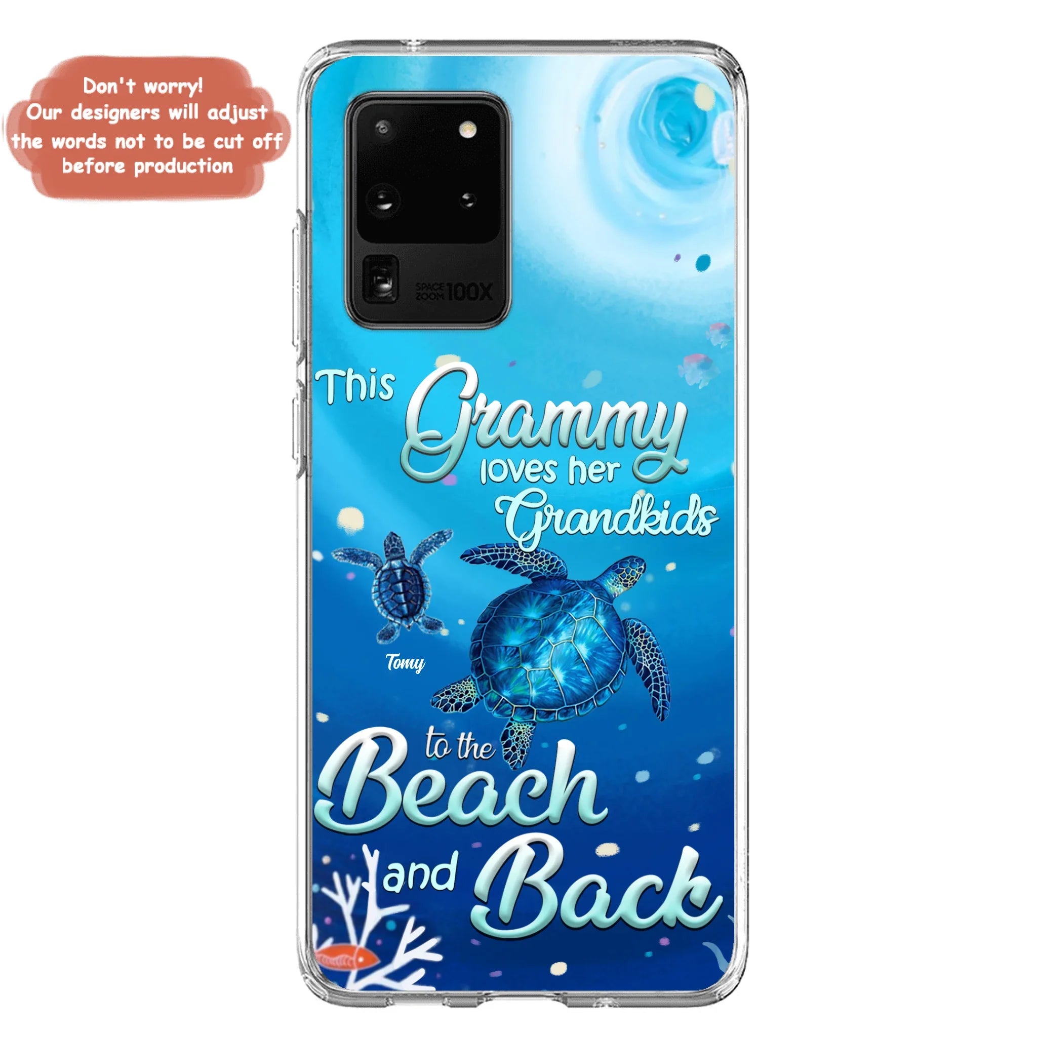 Custom Personalized Grandma Turtle Phone Case - Upto 6 Turtles - This Grammy Loves Her Grandkids To The Beach And Back - For iPhone And Samsung Phone Case - HWDFYR
