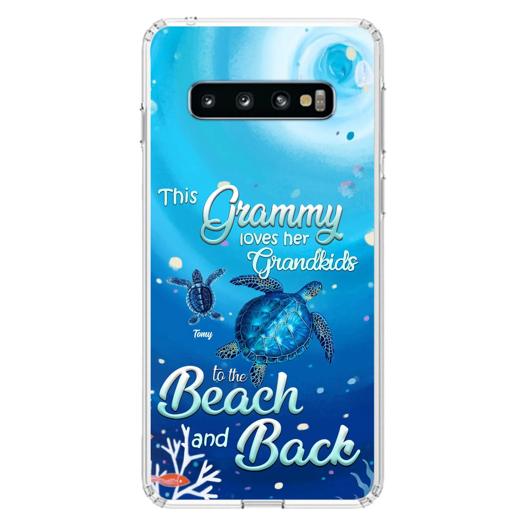 Custom Personalized Grandma Turtle Phone Case - Upto 6 Turtles - This Grammy Loves Her Grandkids To The Beach And Back - For iPhone And Samsung Phone Case - HWDFYR