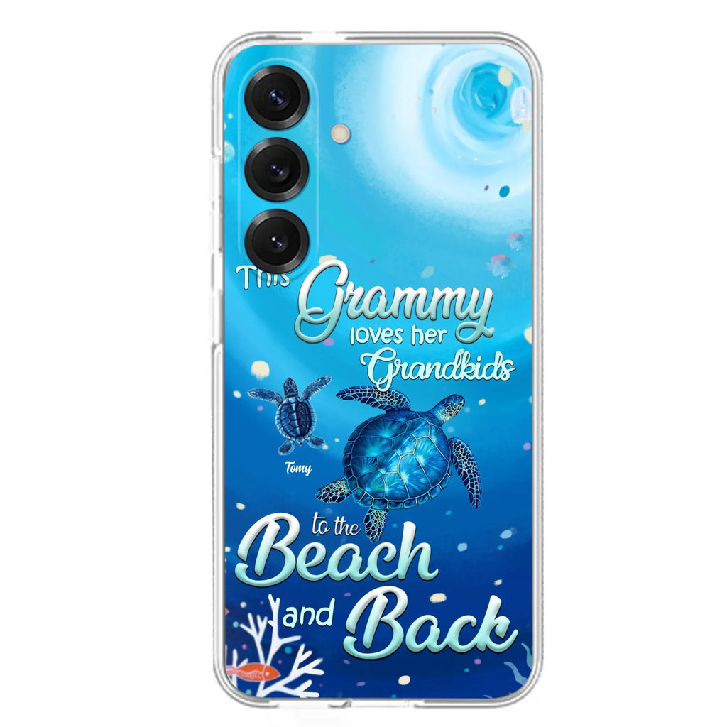 Custom Personalized Grandma Turtle Phone Case - Upto 6 Turtles - This Grammy Loves Her Grandkids To The Beach And Back - For iPhone And Samsung Phone Case - HWDFYR