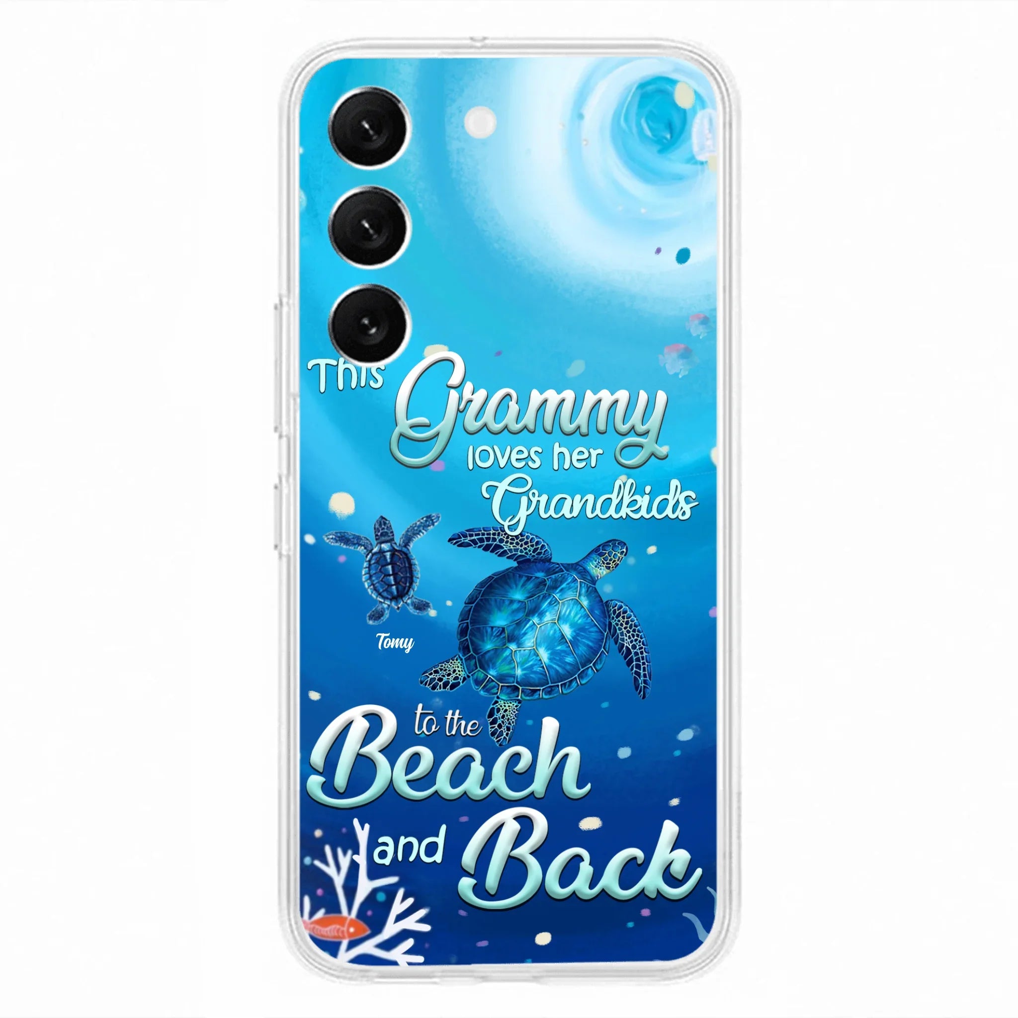 Custom Personalized Grandma Turtle Phone Case - Upto 6 Turtles - This Grammy Loves Her Grandkids To The Beach And Back - For iPhone And Samsung Phone Case - HWDFYR