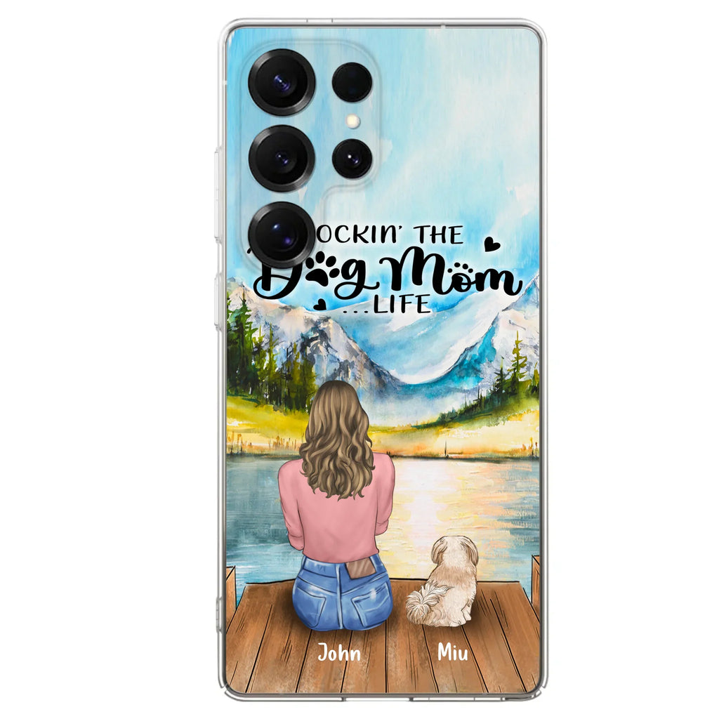 Custom Personalized Dog Mom Phone Case - Gifts For Dog Lover With Upto 7 Dogs - Rockin' The Dog Mom Life