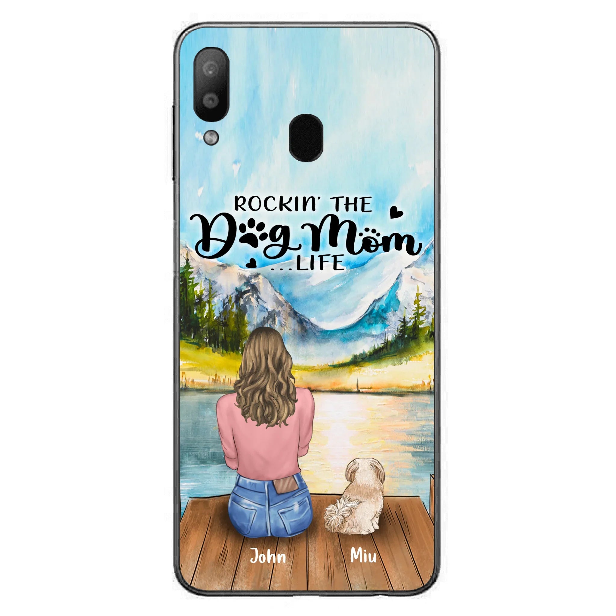 Custom Personalized Dog Mom Phone Case - Gifts For Dog Lover With Upto 7 Dogs - Rockin' The Dog Mom Life