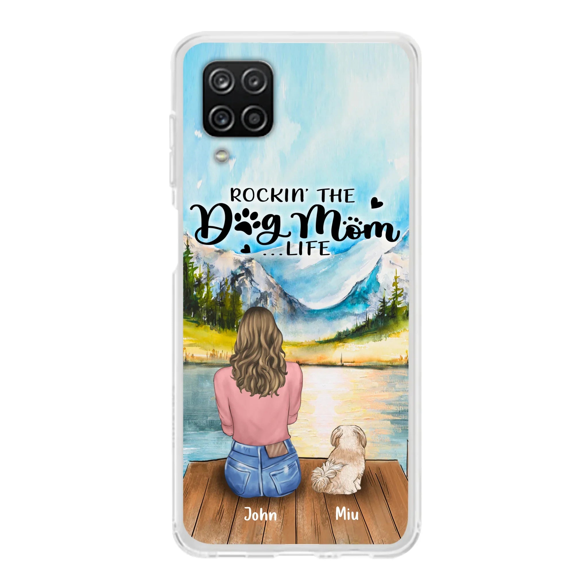 Custom Personalized Dog Mom Phone Case - Gifts For Dog Lover With Upto 7 Dogs - Rockin' The Dog Mom Life