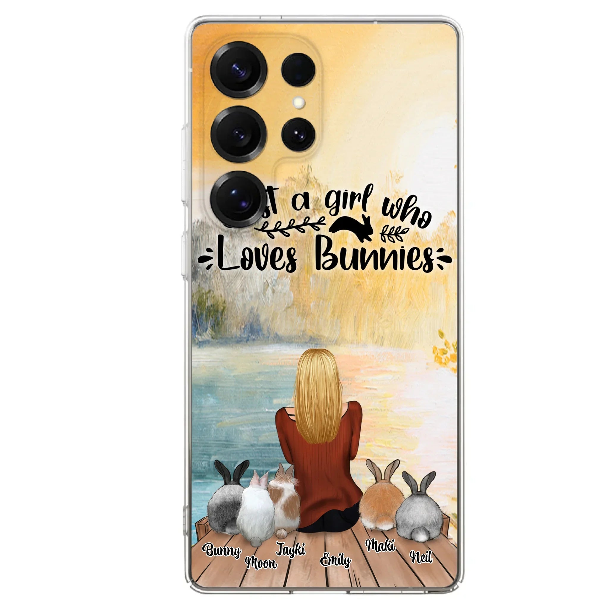 Custom Personalized Rabbit Mom Phone Case - Gifts For Rabbit Lovers With Upto 5 Rabbits - Just A Gril Who Loves Bunnies