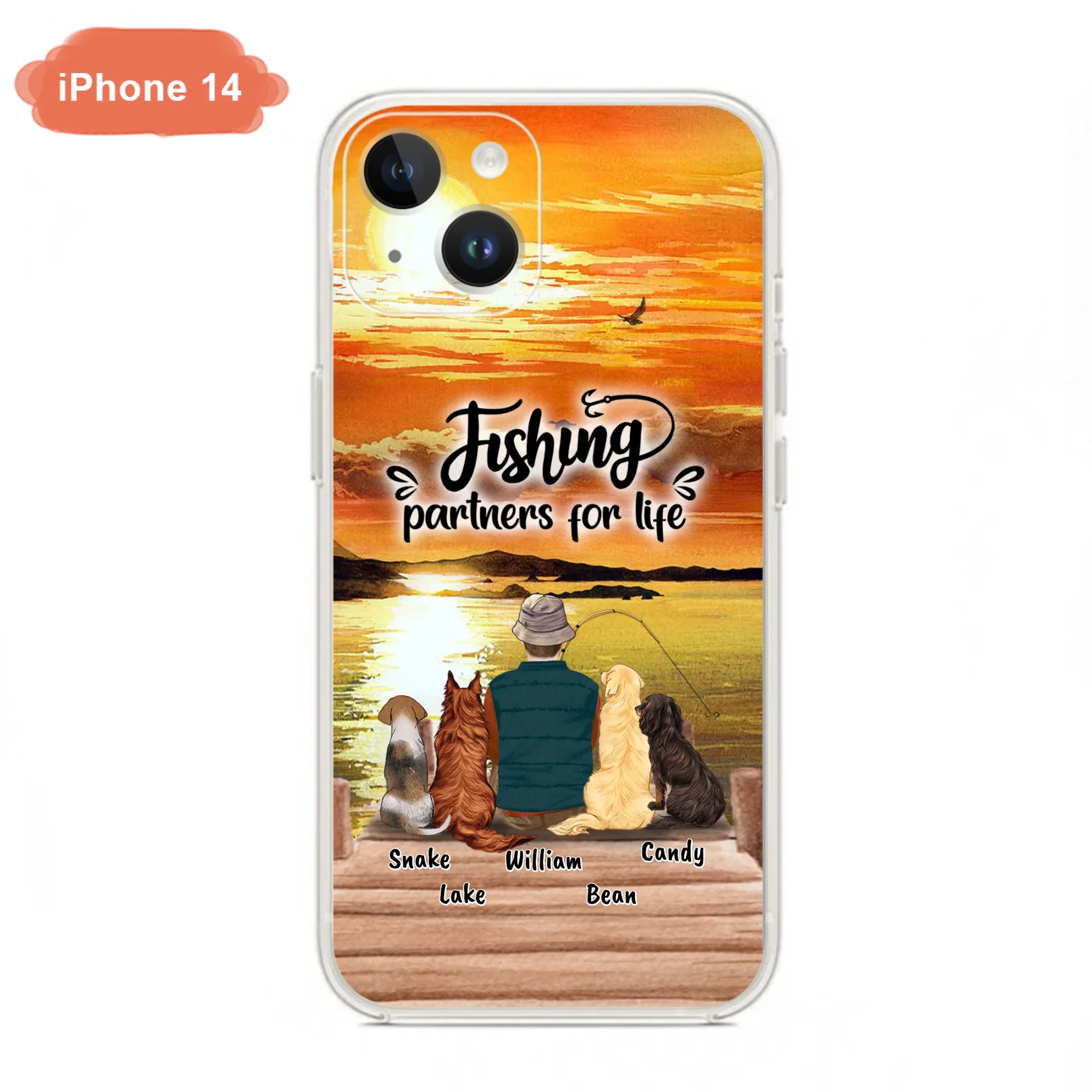 Custom Personalized Fishing Man Phone Case - Upto 4 Dogs - Phone Case For iPhone and Samsung - 4TC88X