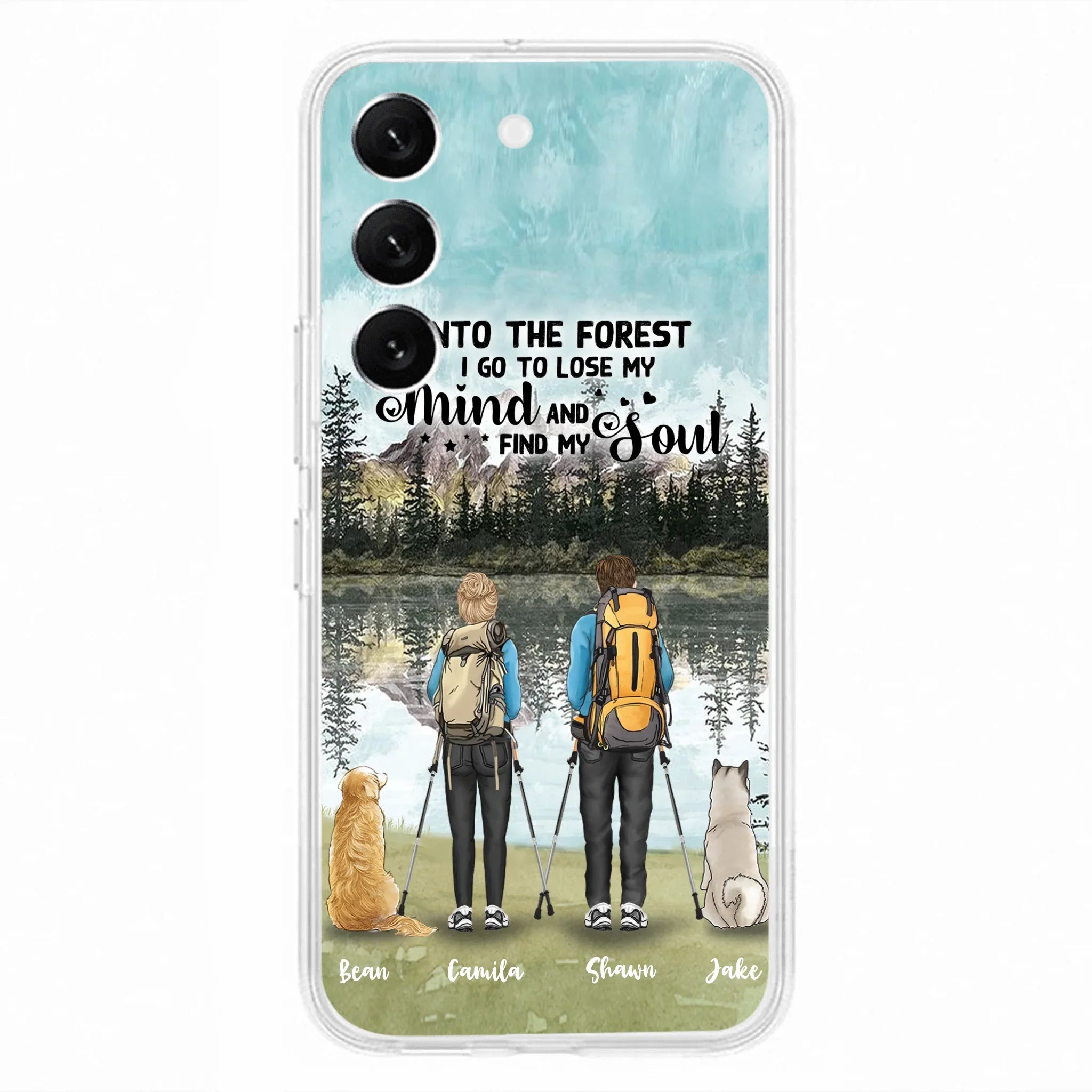Custom Personalized Hiking Couple With Dogs Phone Case - Couple With Upto 2 Pets - Case For iPhone and Samsung - Q67GXN