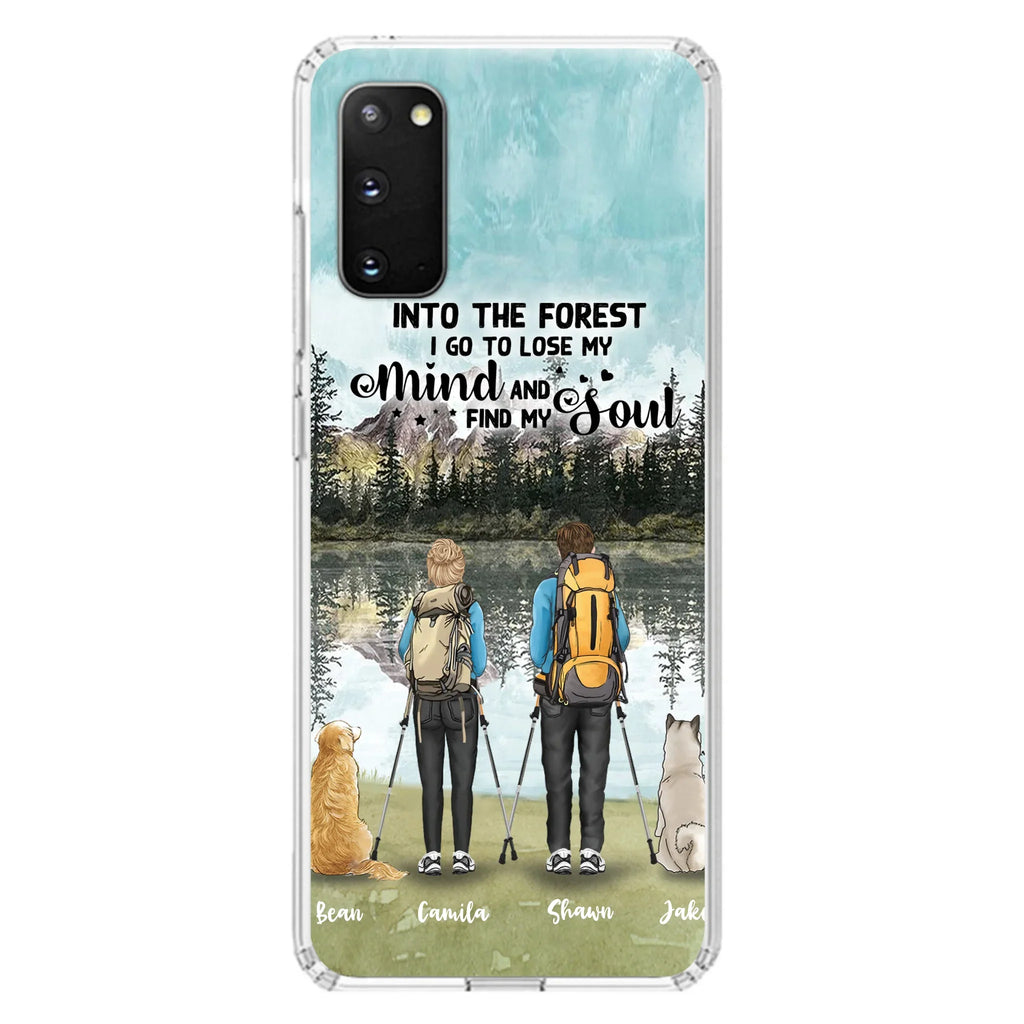 Custom Personalized Hiking Couple With Dogs Phone Case - Couple With Upto 2 Pets - Case For iPhone and Samsung - Q67GXN