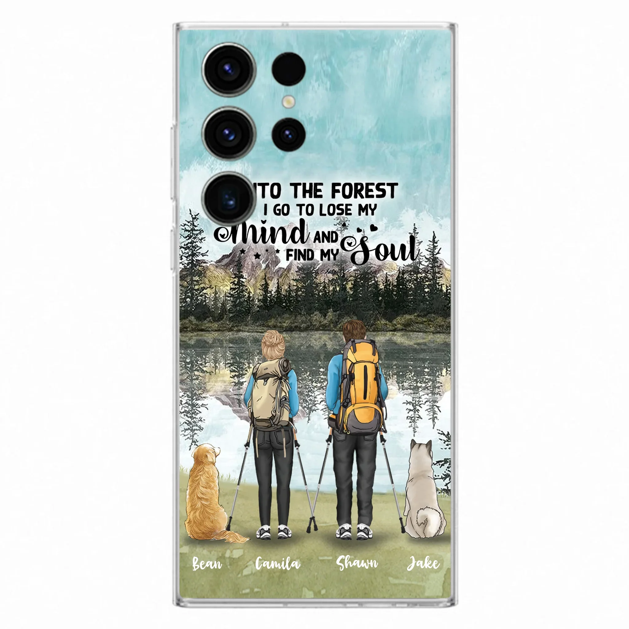 Custom Personalized Hiking Couple With Dogs Phone Case - Couple With Upto 2 Pets - Case For iPhone and Samsung - Q67GXN