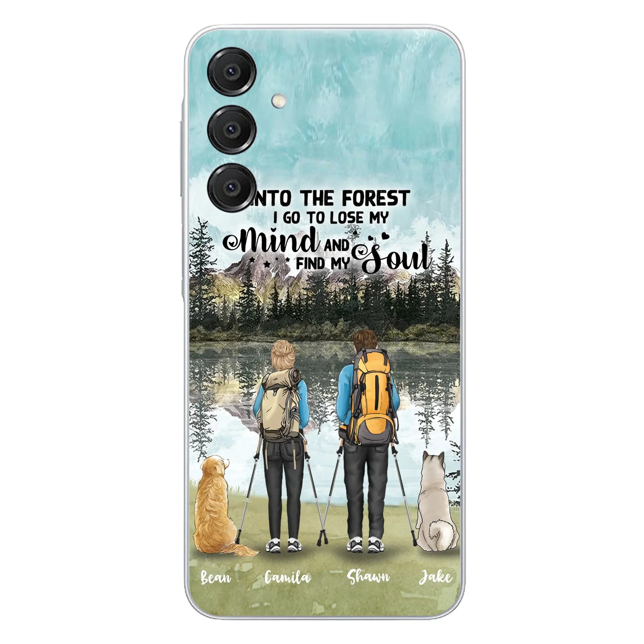 Custom Personalized Hiking Couple With Dogs Phone Case - Couple With Upto 2 Pets - Case For iPhone and Samsung - Q67GXN