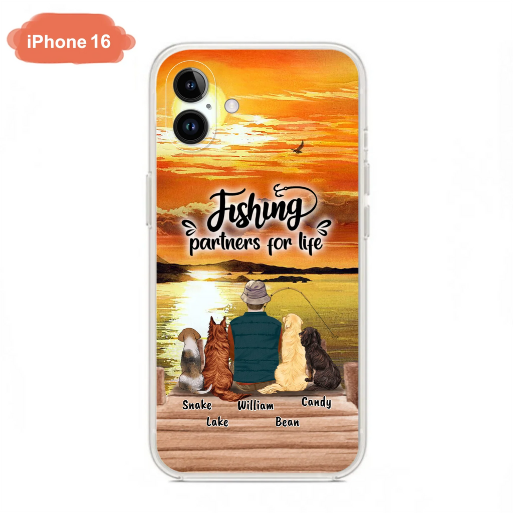 Custom Personalized Fishing Man Phone Case - Upto 4 Dogs - Phone Case For iPhone and Samsung - 4TC88X