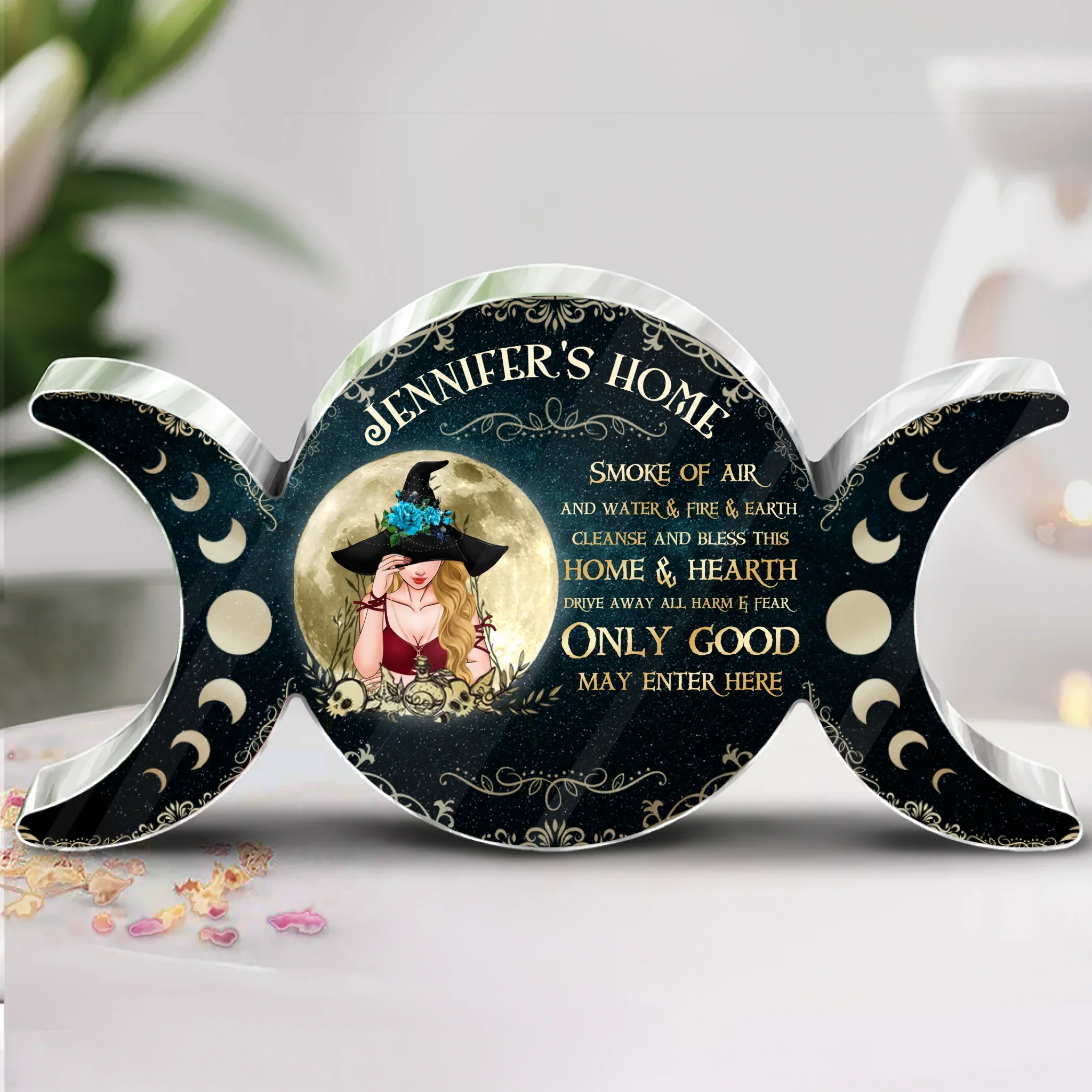 Personalized Wicca Acrylic Plaque - Halloween Gift Idea For Friend/Wiccan Decor/Pagan Decor - Only Good May Enter Here