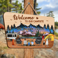 Personalized Camping Wooden Sign - Gift Idea For Camping Lover/Family - Parents/Couple With Up to 3 Kids And 3 Pets - Welcome To Our Campsite