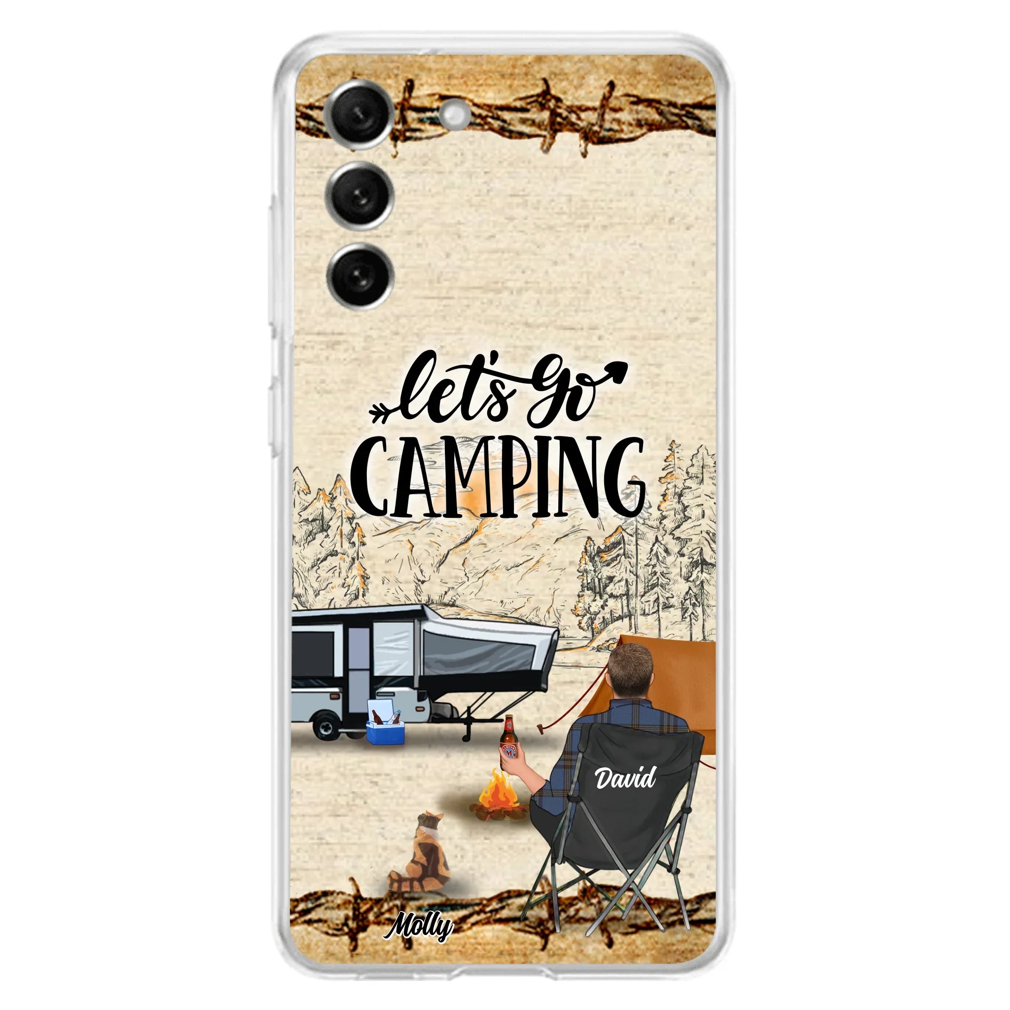 Custom Personalized Camping Phone Case - Gift Idea For Camping Lovers - Couple/Single Man/Woman With Upto 6 Pets - Let's Go Camping - Cases For iPhone & Samsung