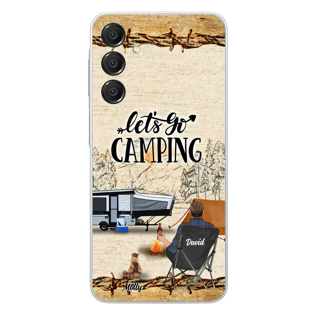 Custom Personalized Camping Phone Case - Gift Idea For Camping Lovers - Couple/Single Man/Woman With Upto 6 Pets - Let's Go Camping - Cases For iPhone & Samsung