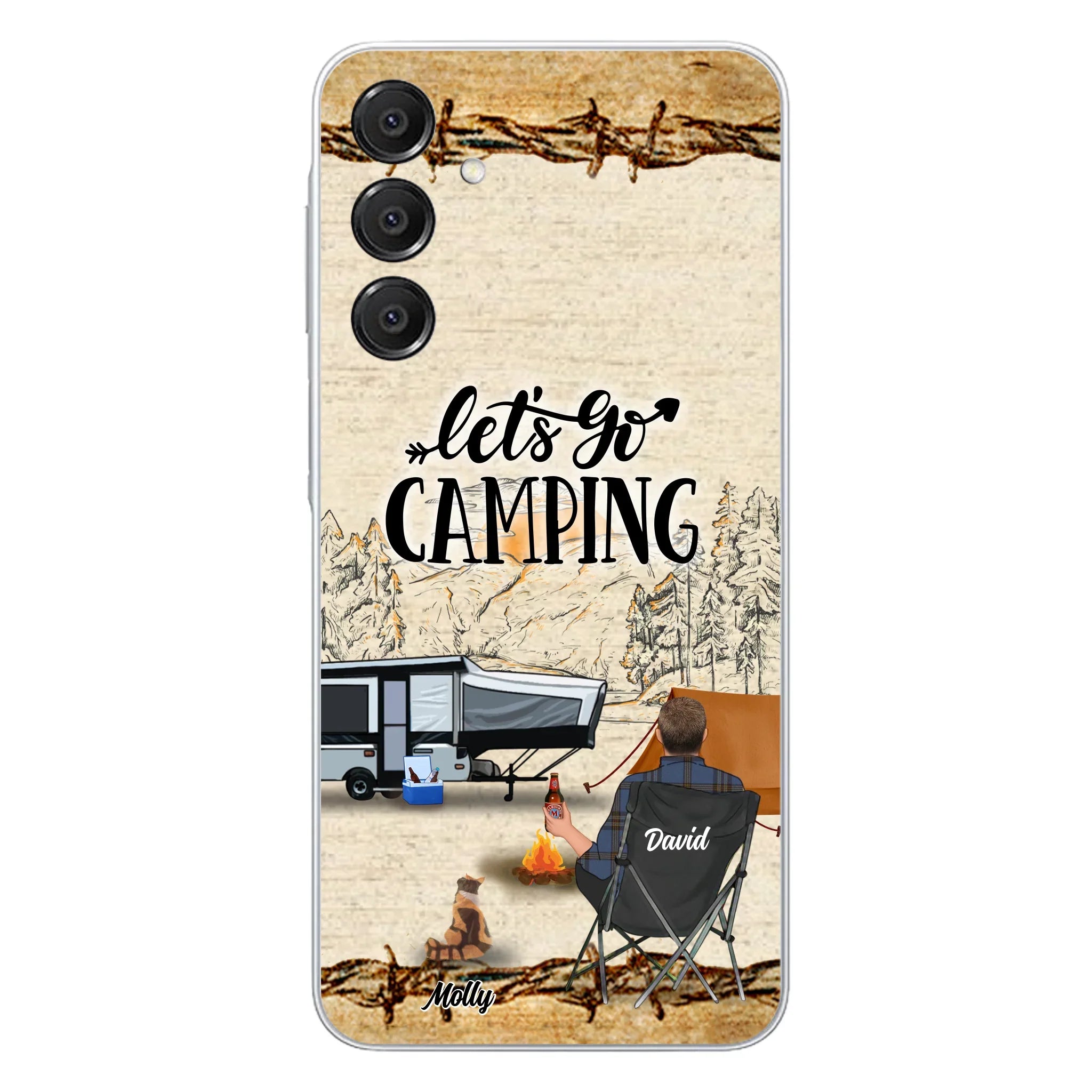 Custom Personalized Camping Phone Case - Gift Idea For Camping Lovers - Couple/Single Man/Woman With Upto 6 Pets - Let's Go Camping - Cases For iPhone & Samsung