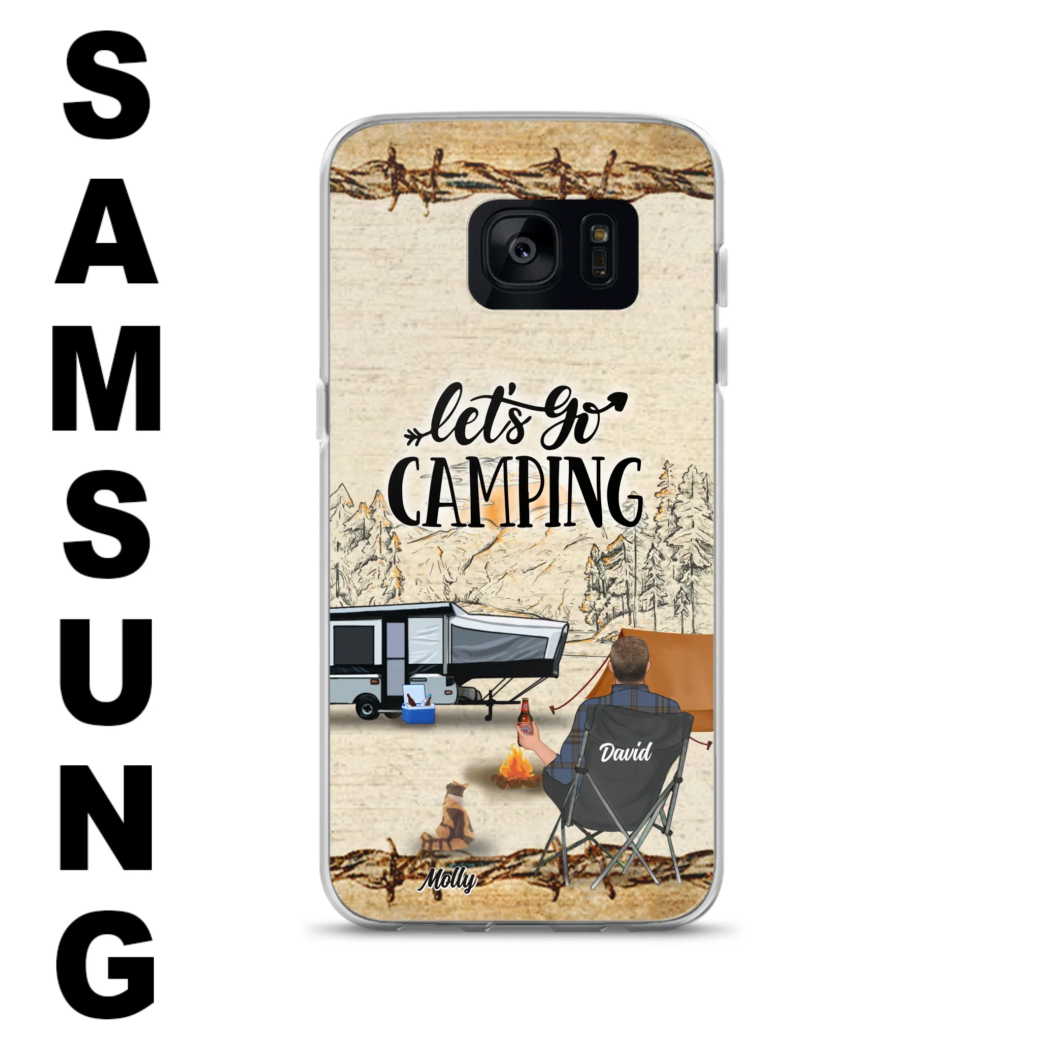 Custom Personalized Camping Phone Case - Gift Idea For Camping Lovers - Couple/Single Man/Woman With Upto 6 Pets - Let's Go Camping - Cases For iPhone & Samsung