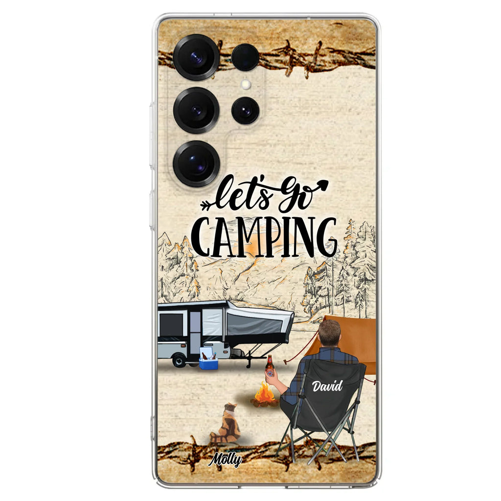 Custom Personalized Camping Phone Case - Gift Idea For Camping Lovers - Couple/Single Man/Woman With Upto 6 Pets - Let's Go Camping - Cases For iPhone & Samsung
