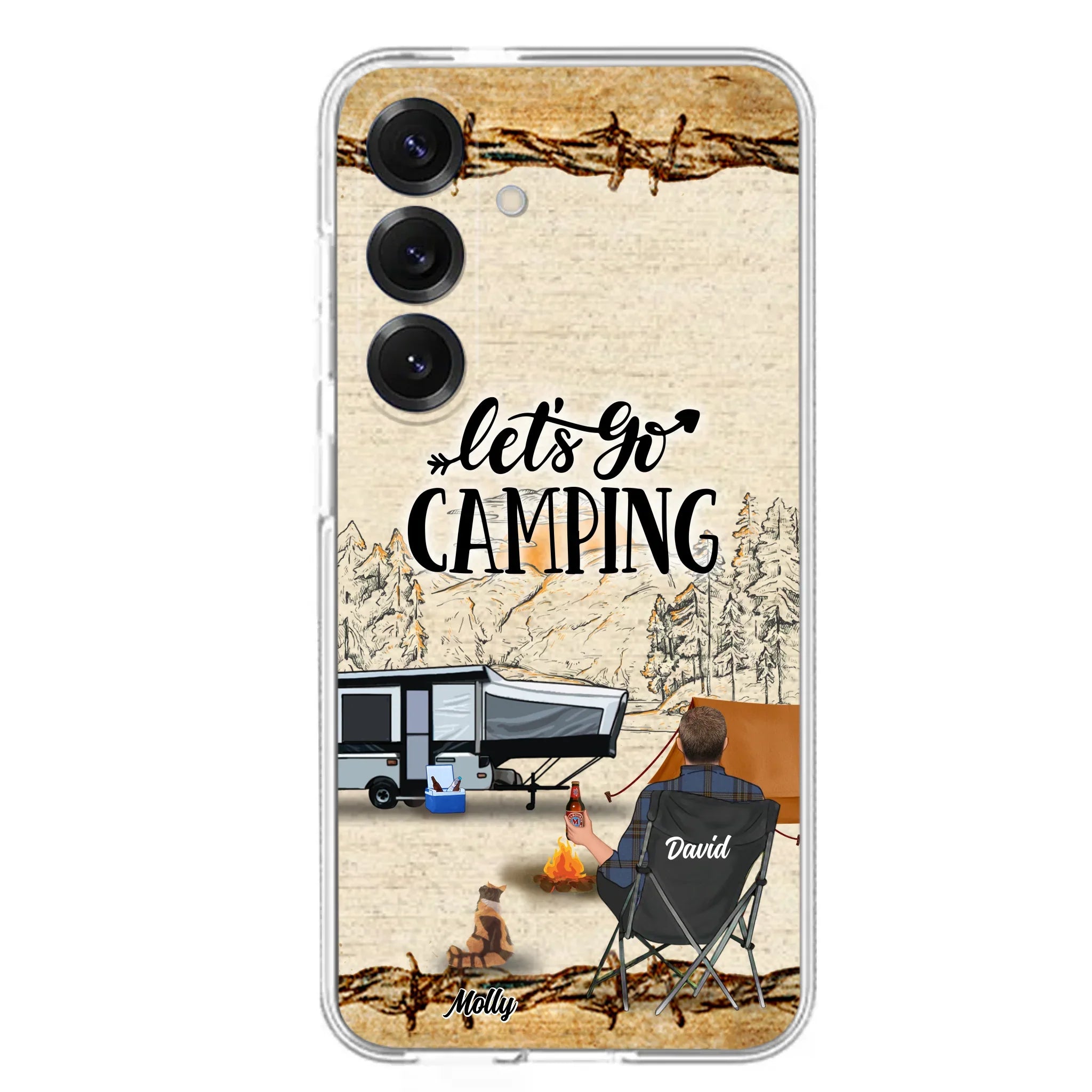 Custom Personalized Camping Phone Case - Gift Idea For Camping Lovers - Couple/Single Man/Woman With Upto 6 Pets - Let's Go Camping - Cases For iPhone & Samsung