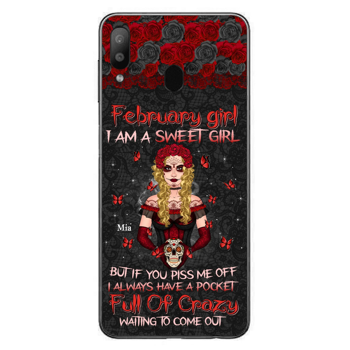 Custom Personalized Skull Girl Phone Case - Birthday Gift Idea For Skull Lover - I Am A Sweet Girl - Case For iPhone And Samsung