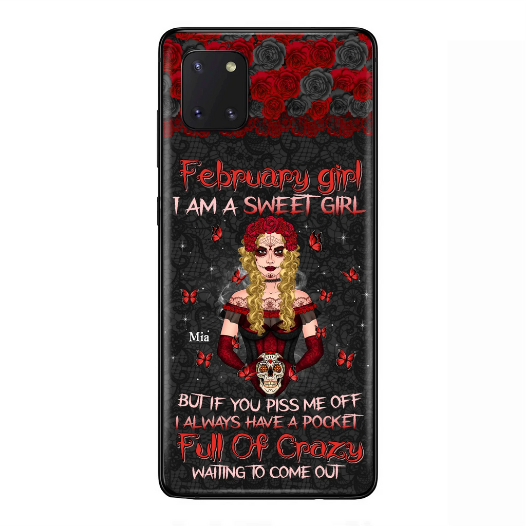Custom Personalized Skull Girl Phone Case - Birthday Gift Idea For Skull Lover - I Am A Sweet Girl - Case For iPhone And Samsung