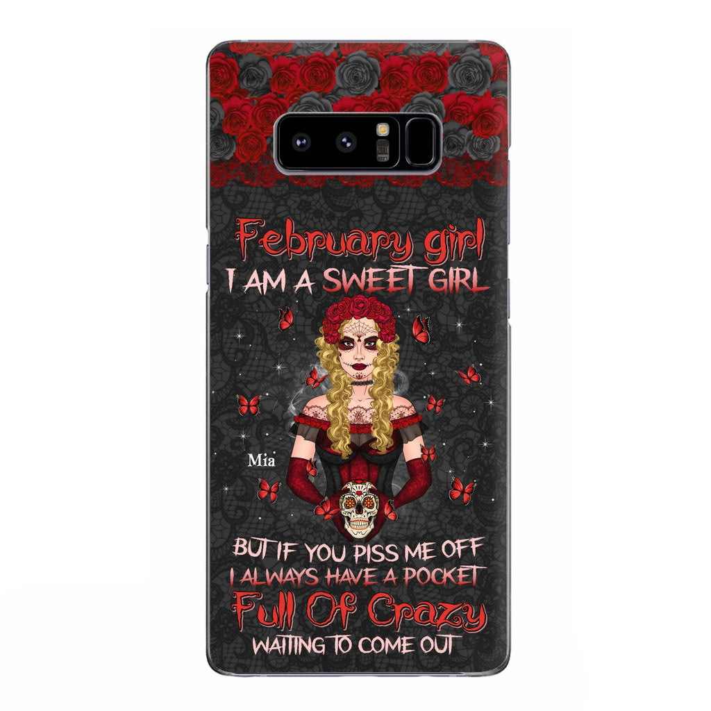 Custom Personalized Skull Girl Phone Case - Birthday Gift Idea For Skull Lover - I Am A Sweet Girl - Case For iPhone And Samsung